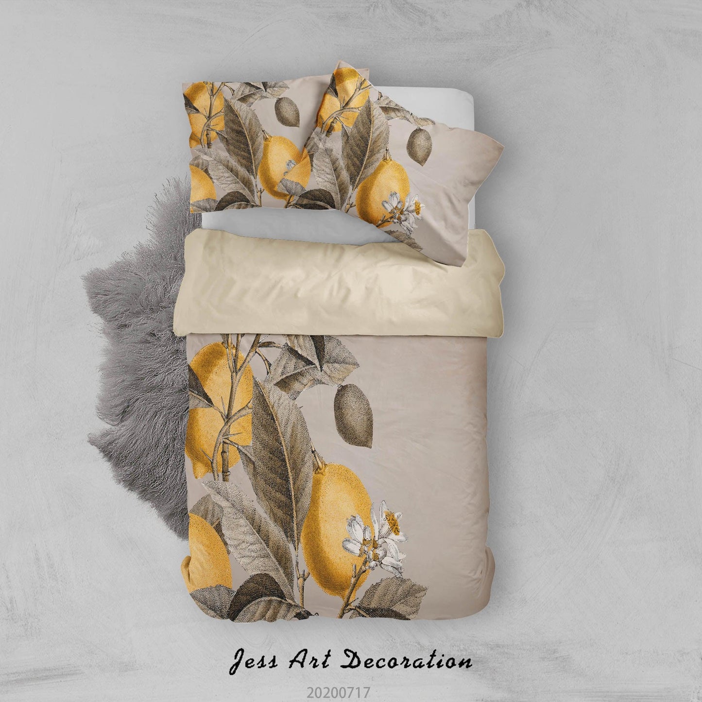 3D Blank Lemon Tree Background Pattern Quilt Cover Set Bedding Set Duvet Cover Pillowcases WJ 1503