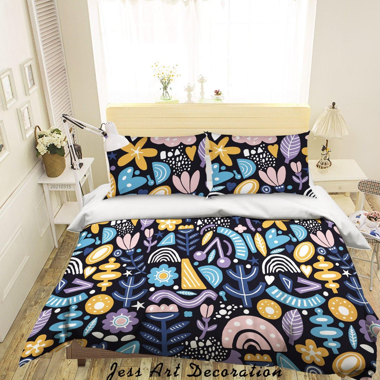 3D Cartoon Color Floral Leaf Quilt Cover Set Bedding Set Duvet Cover Pillowcases 49
