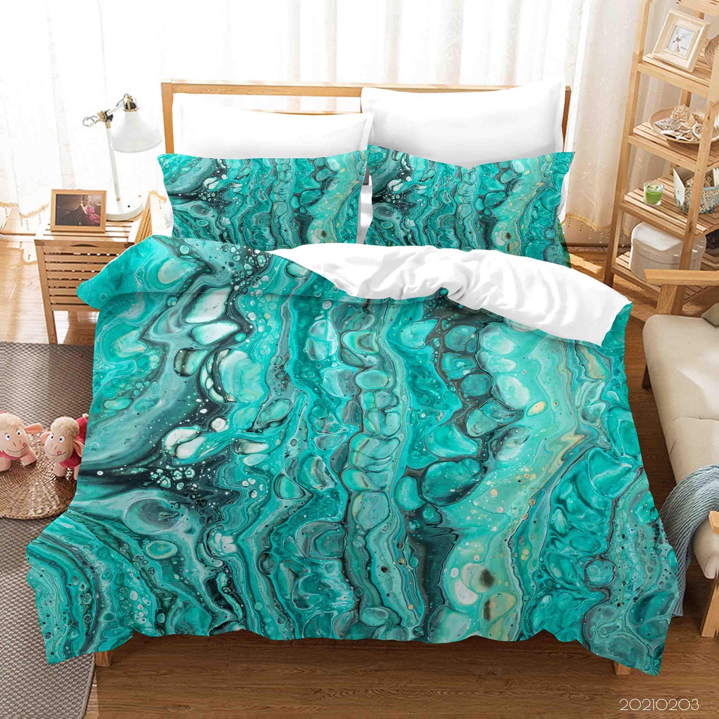 3D Abstract Green Marble Texture Quilt Cover Set Bedding Set Duvet Cover Pillowcases 64