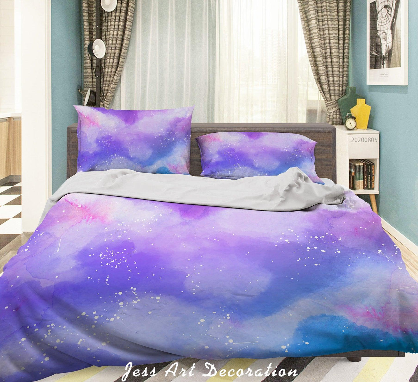 3D Blooming Purple Quilt Cover Set Bedding Set Duvet Cover Pillowcases LXL 313
