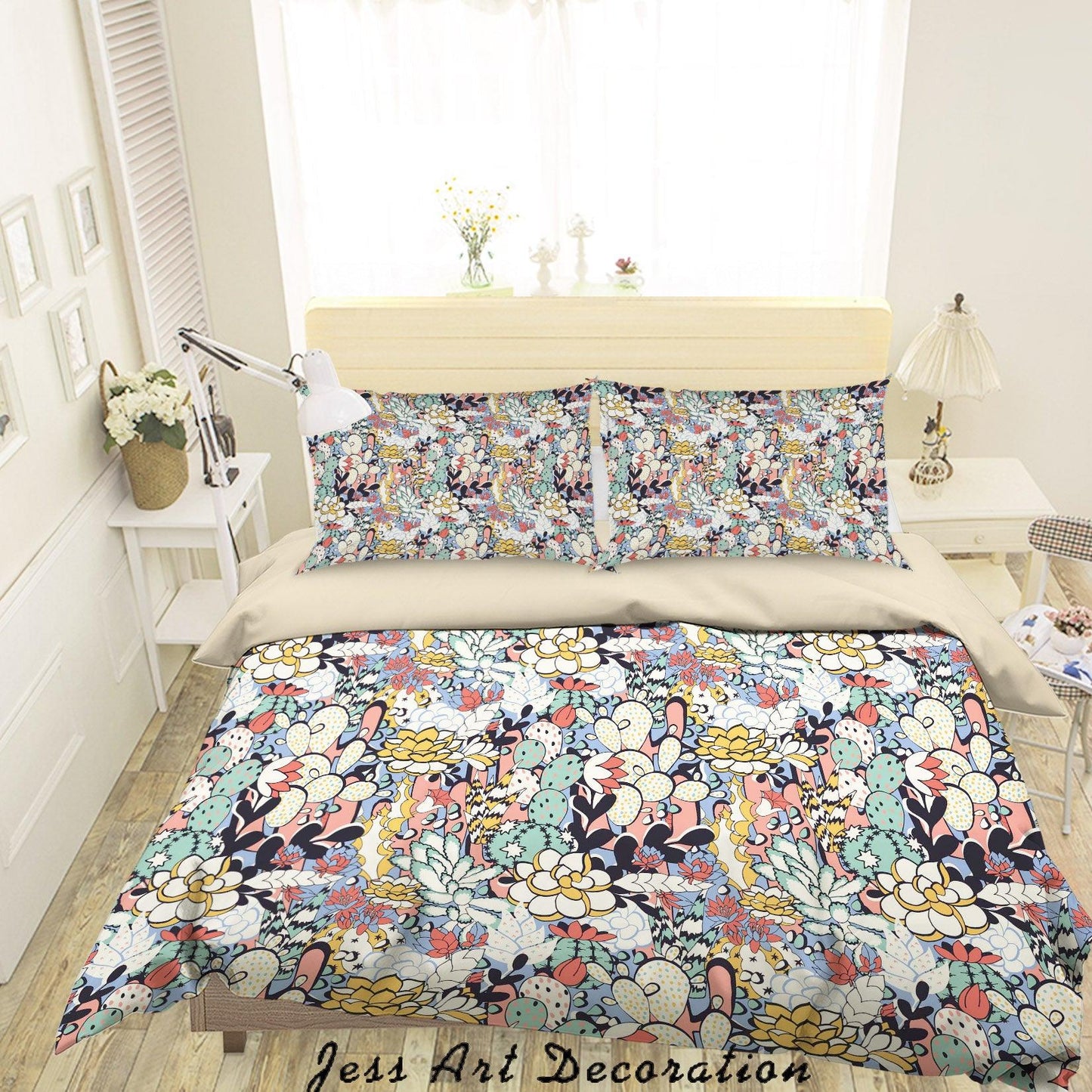 3D Cactus Succulents Quilt Cover Set Bedding Set Duvet Cover Pillowcases SF114