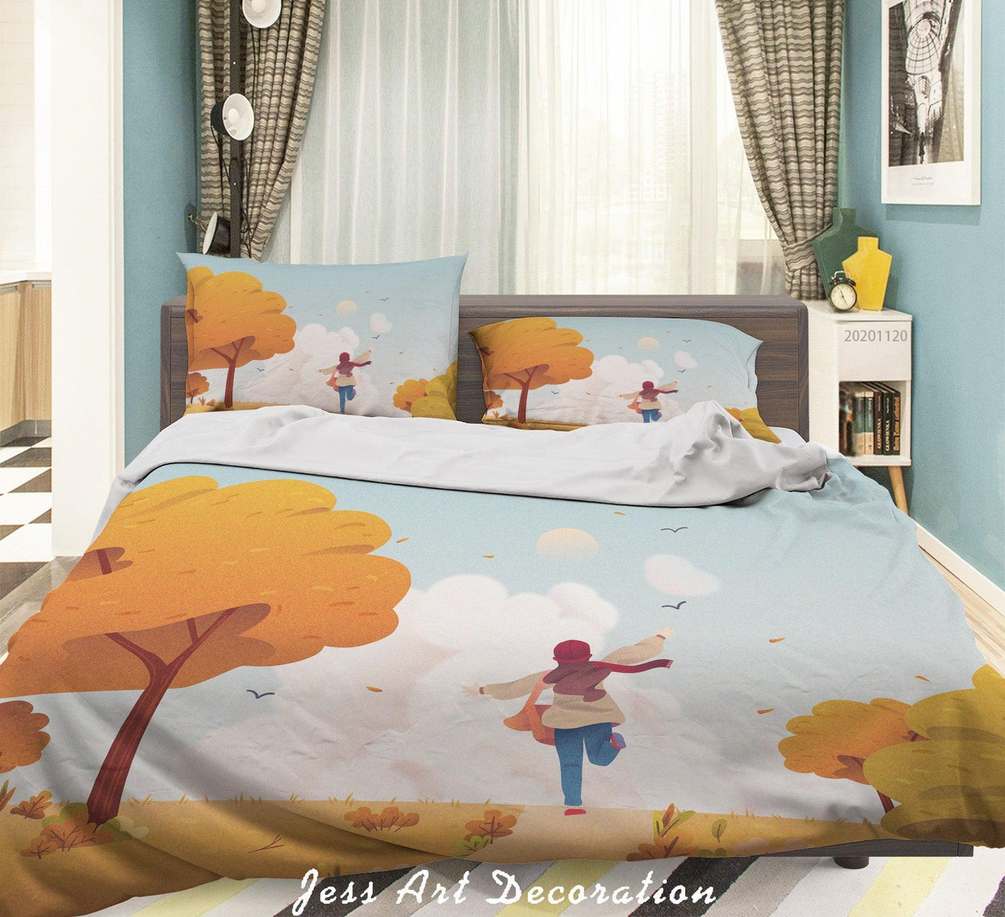 3D Autumn Tree Grassland Plant Quilt Cover Set Bedding Set Duvet Cover Pillowcases LXL