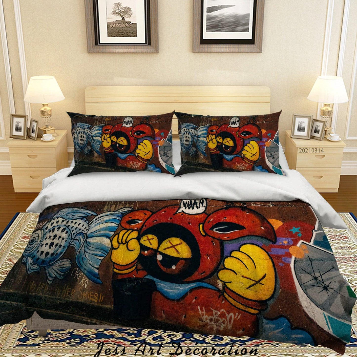 3D Abstract Colored Graffiti Monster Quilt Cover Set Bedding Set Duvet Cover Pillowcases 169