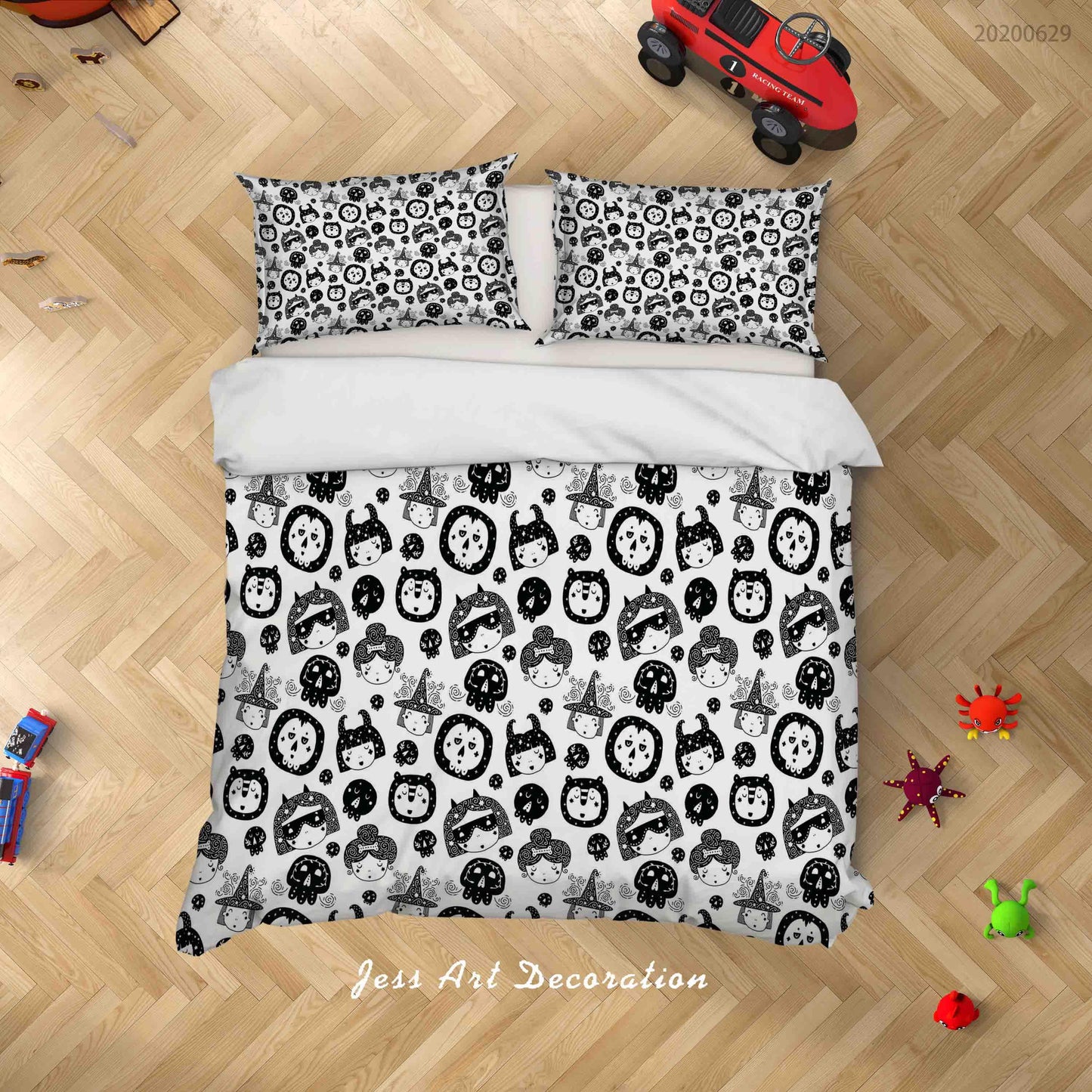 3D Black White Halloween Quilt Cover Set Bedding Set Duvet Cover Pillowcases SF39