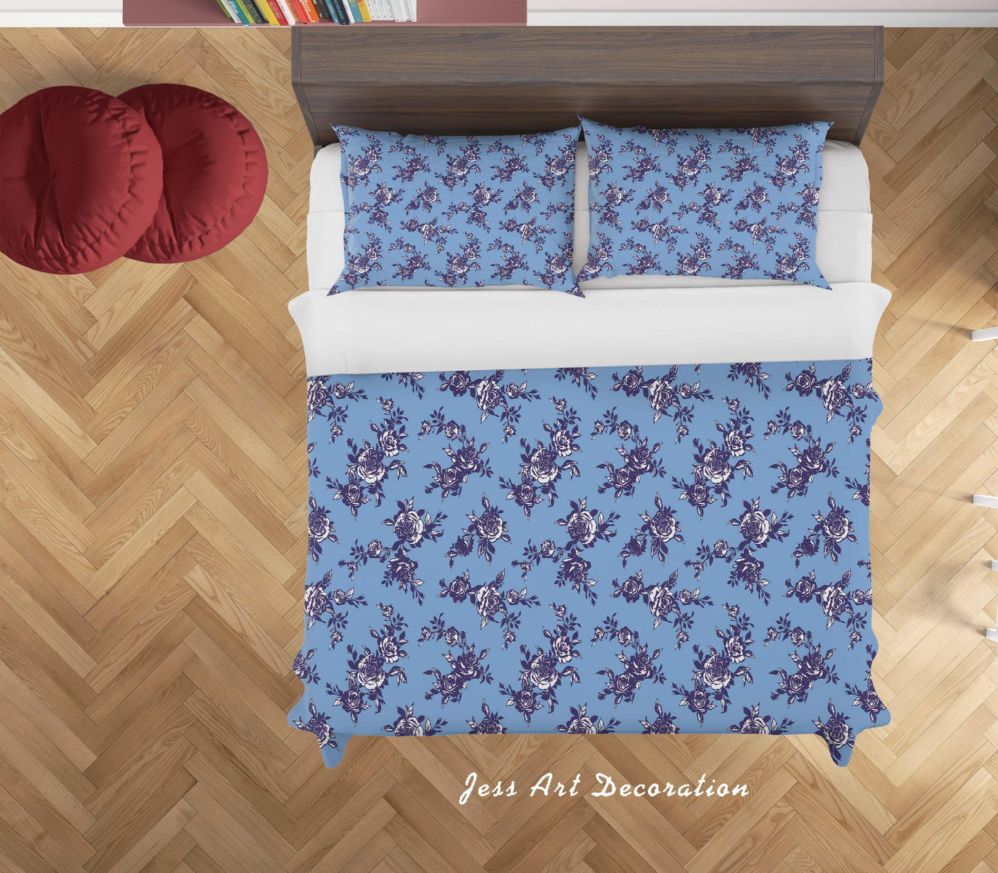 3D Blue Floral Quilt Cover Set Bedding Set Duvet Cover Pillowcases SF132