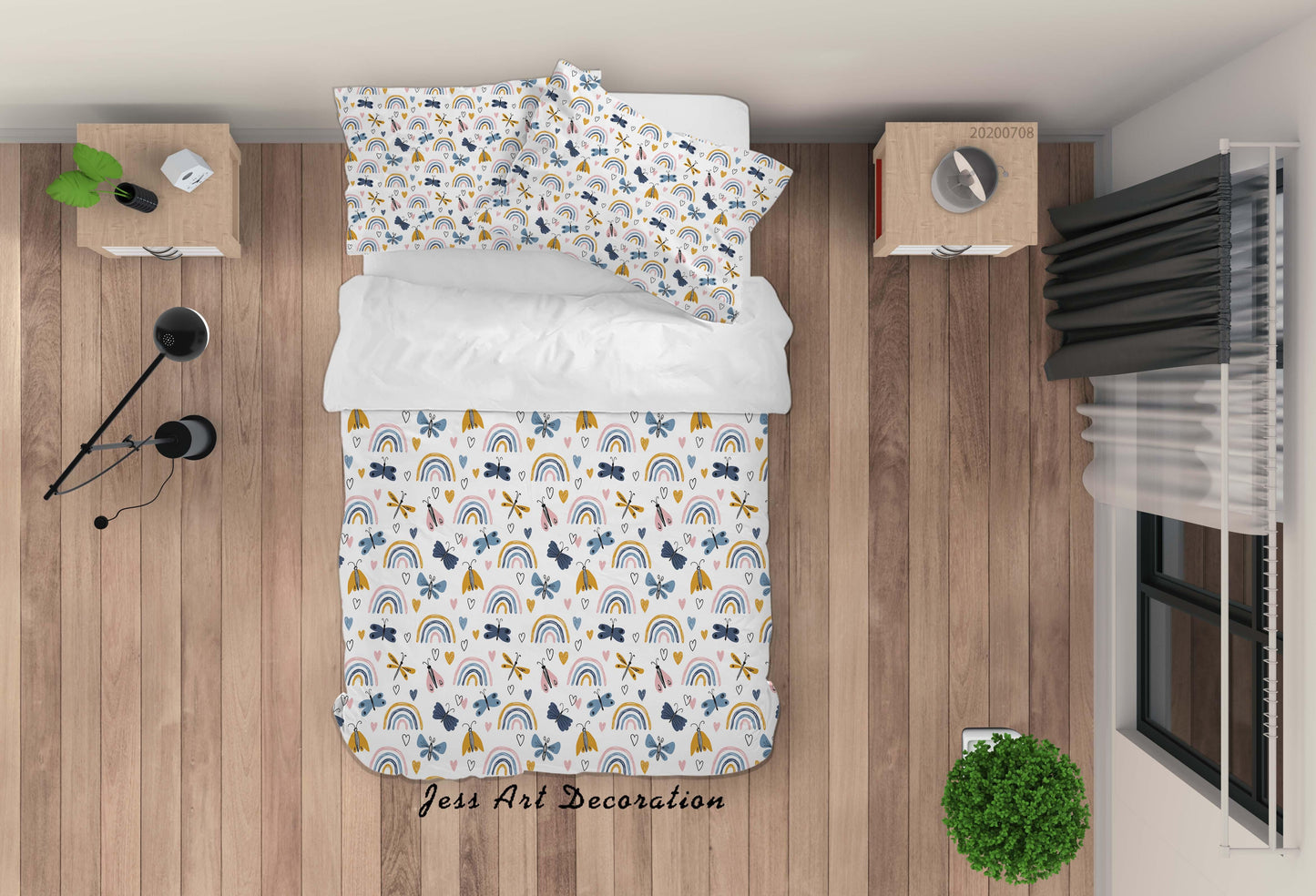 3D Butterfly Dragonfly Rainbow Quilt Cover Set Bedding Set Duvet Cover Pillowcases SF41