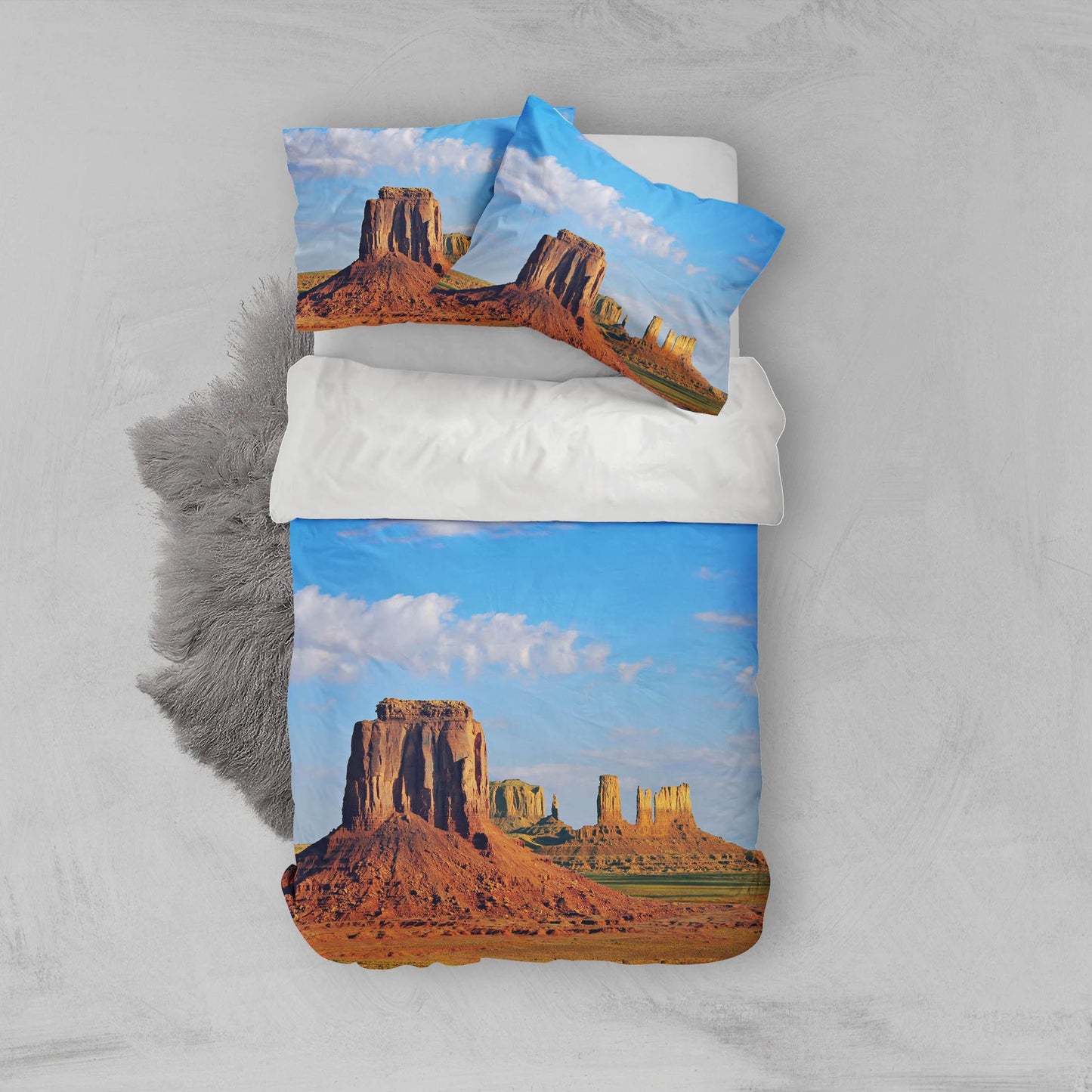 3D Blue Sky Desert Boulder Mountain Quilt Cover Set Bedding Set Pillowcases  11