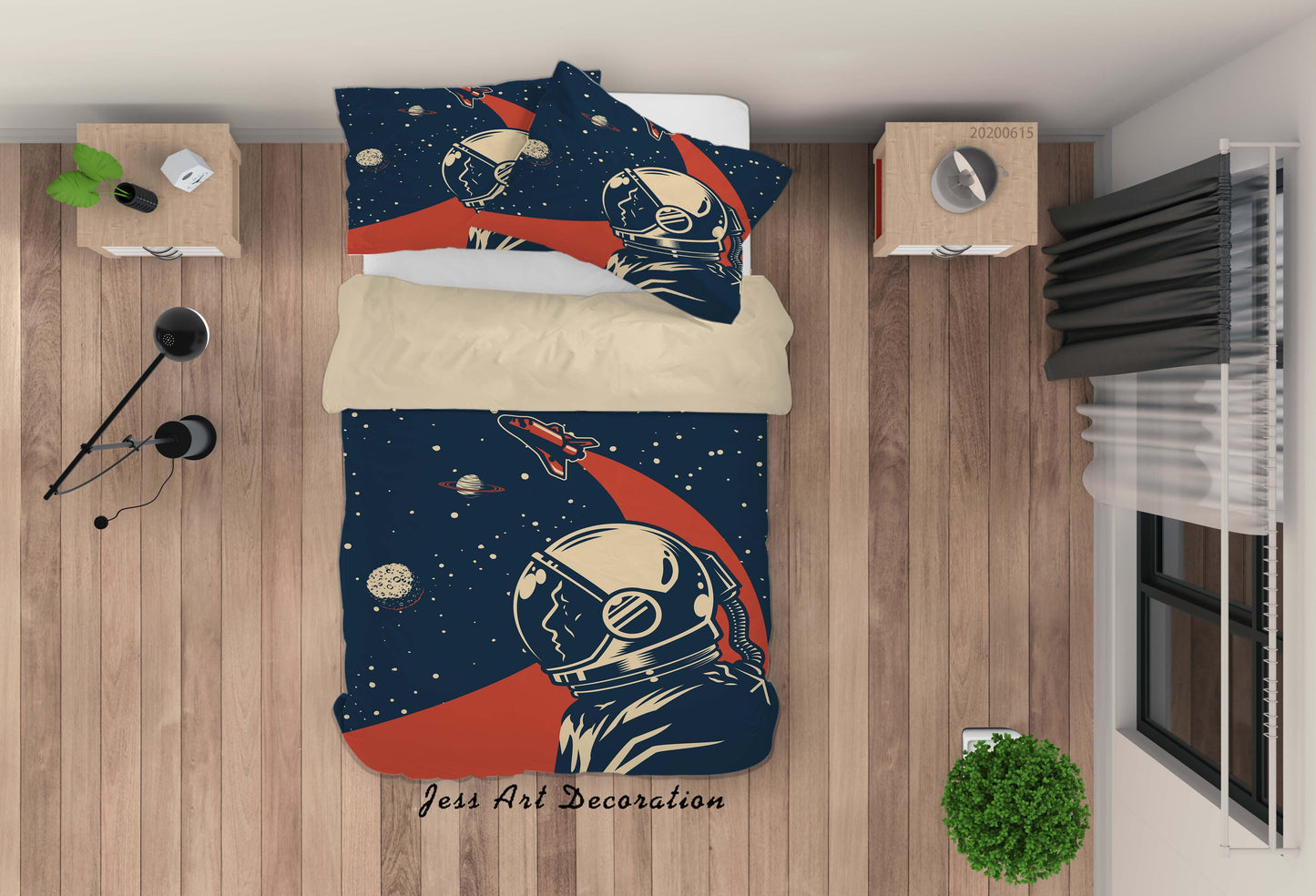 3D Astronaut Rocket Planet Universe Quilt Cover Set Bedding Set Duvet Cover Pillowcases SF13