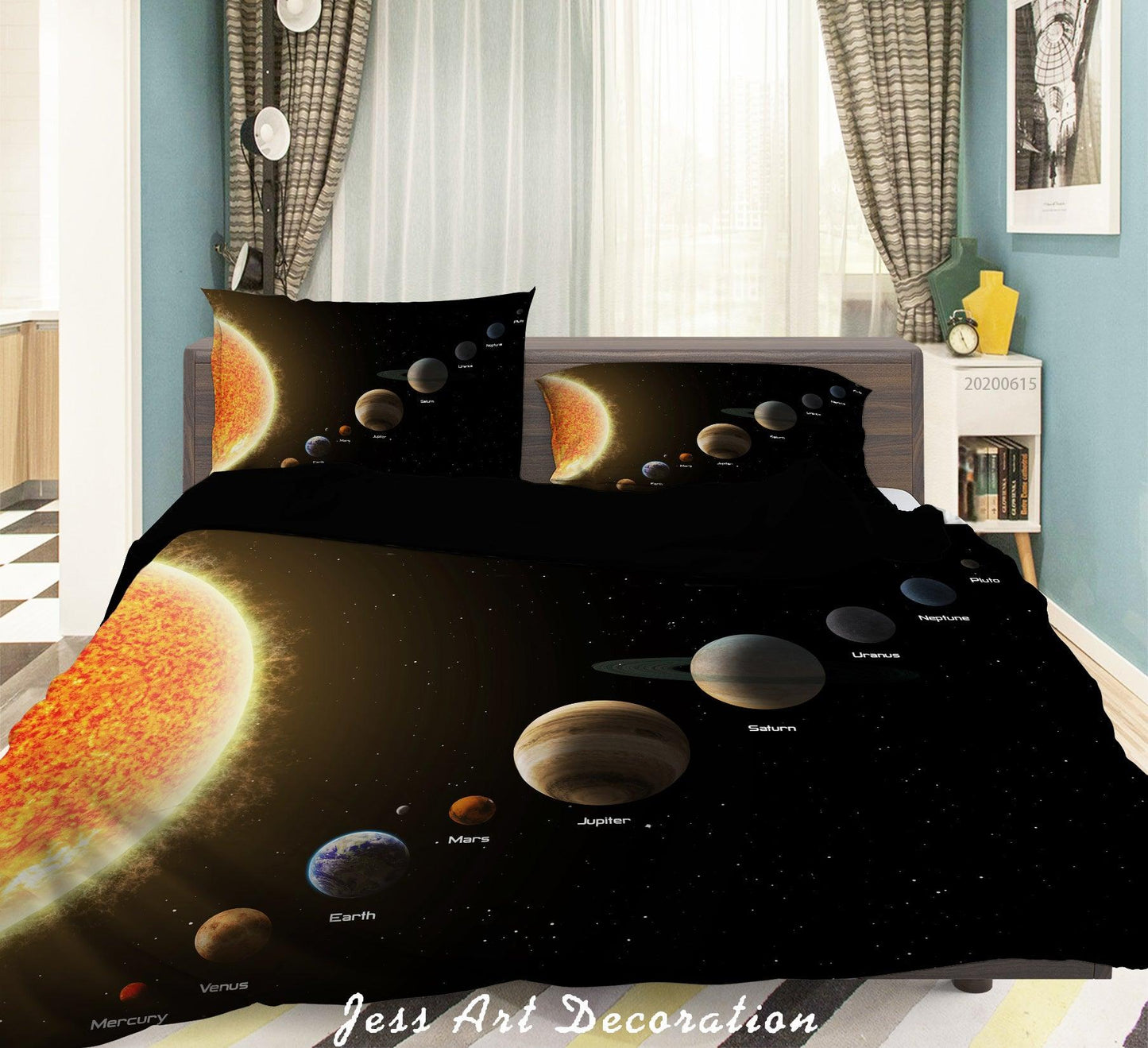 3D Black Golden Planet Quilt Cover Set Bedding Set Duvet Cover Pillowcases SF128