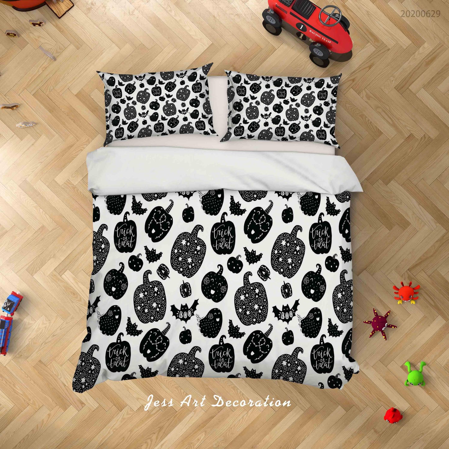 3D Black White Halloween Party Quilt Cover Set Bedding Set Duvet Cover Pillowcases SF40