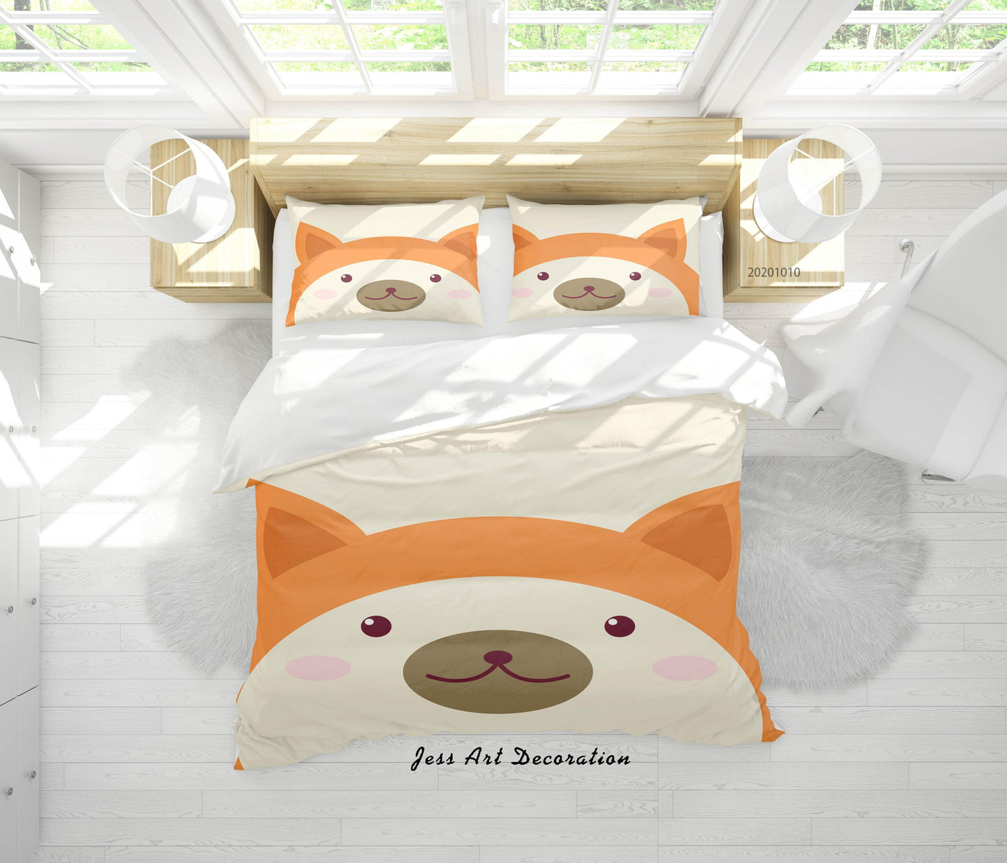 3D Cartoon Cute Animal  Shiba Inu Dog Quilt Cover Set Bedding Set Duvet Cover Pillowcases WJ 9546