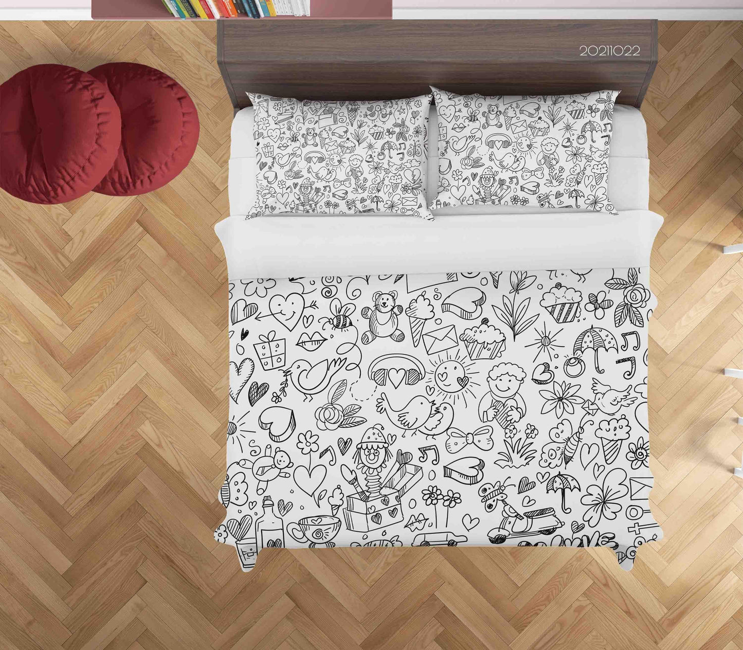 3D Cartoon Pattern Graffiti Quilt Cover Set Bedding Set Duvet Cover Pillowcases 60
