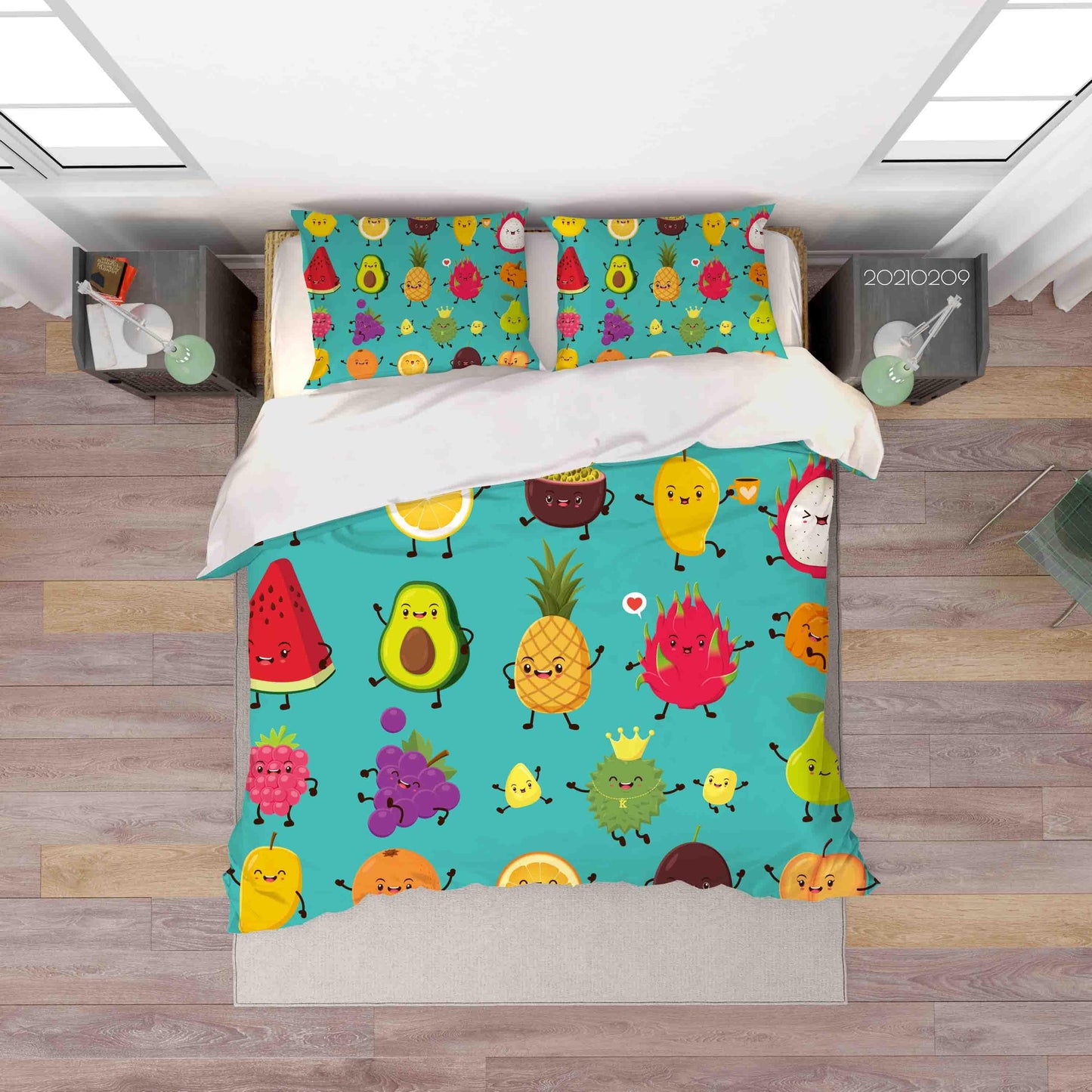3D Cartoon Colorful Fruit Quilt Cover Set Bedding Set Duvet Cover Pillowcases 278