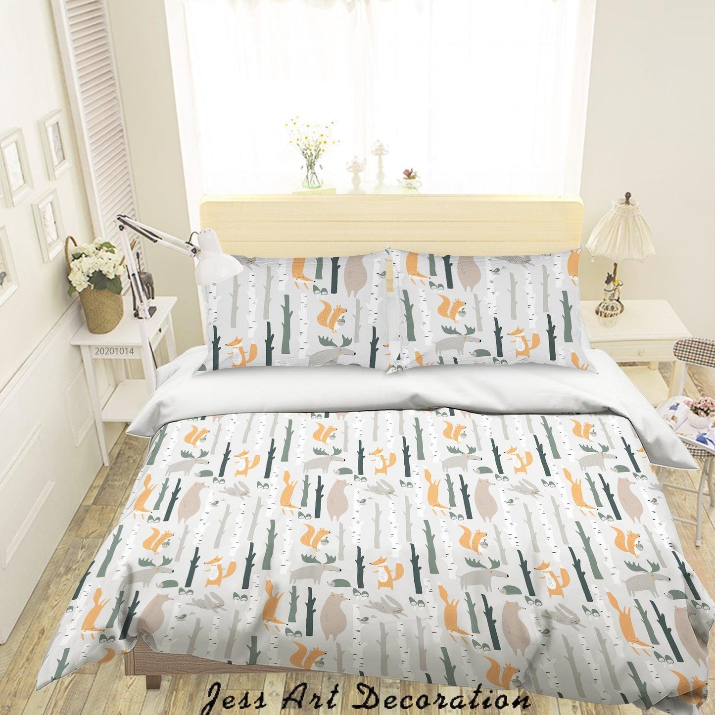 3D Cartoon Fox Rabbit Tree Pattern Quilt Cover Set Bedding Set Duvet Cover Pillowcases WJ 9692