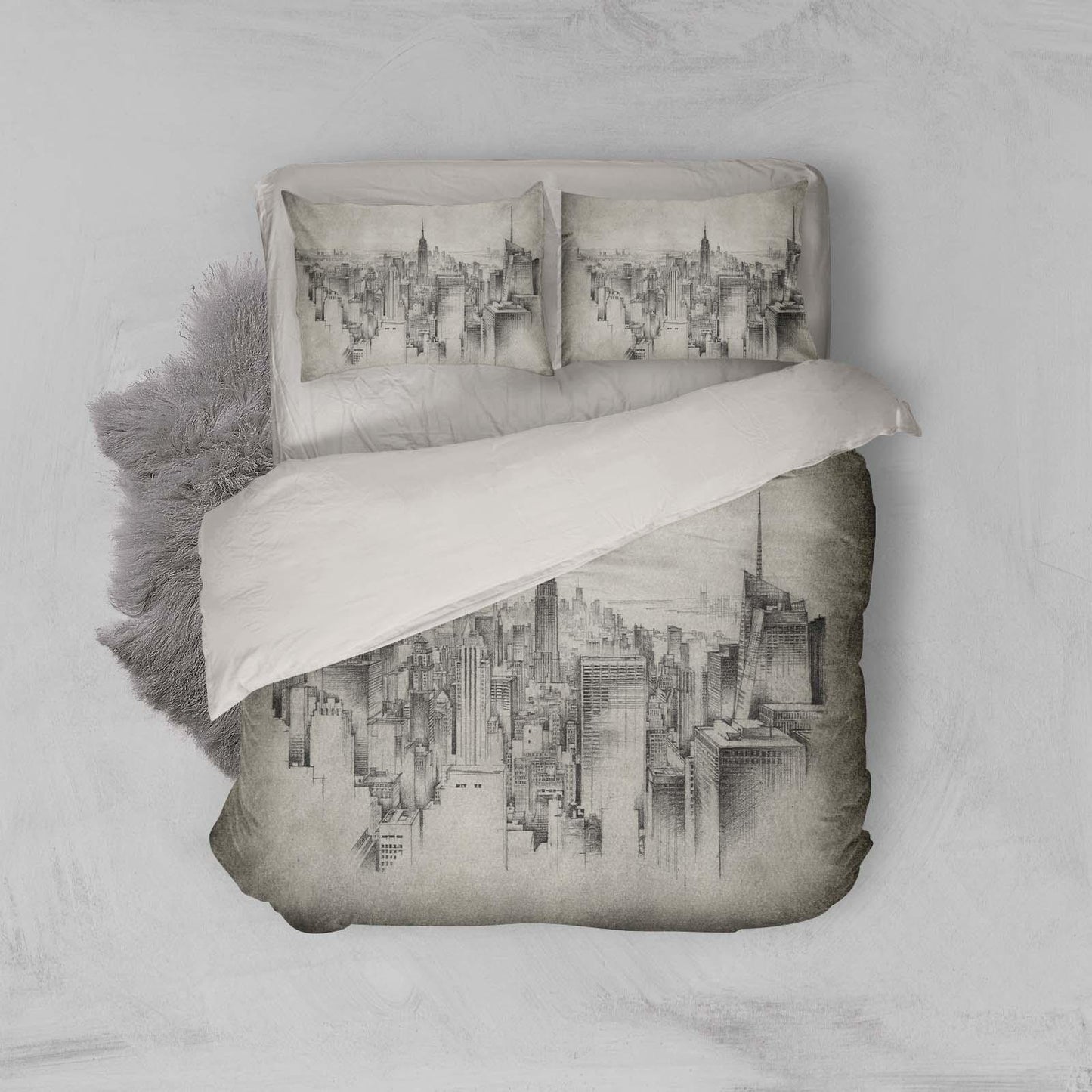 3D Black Sketch City Building Quilt Cover Set Bedding Set Pillowcases 22