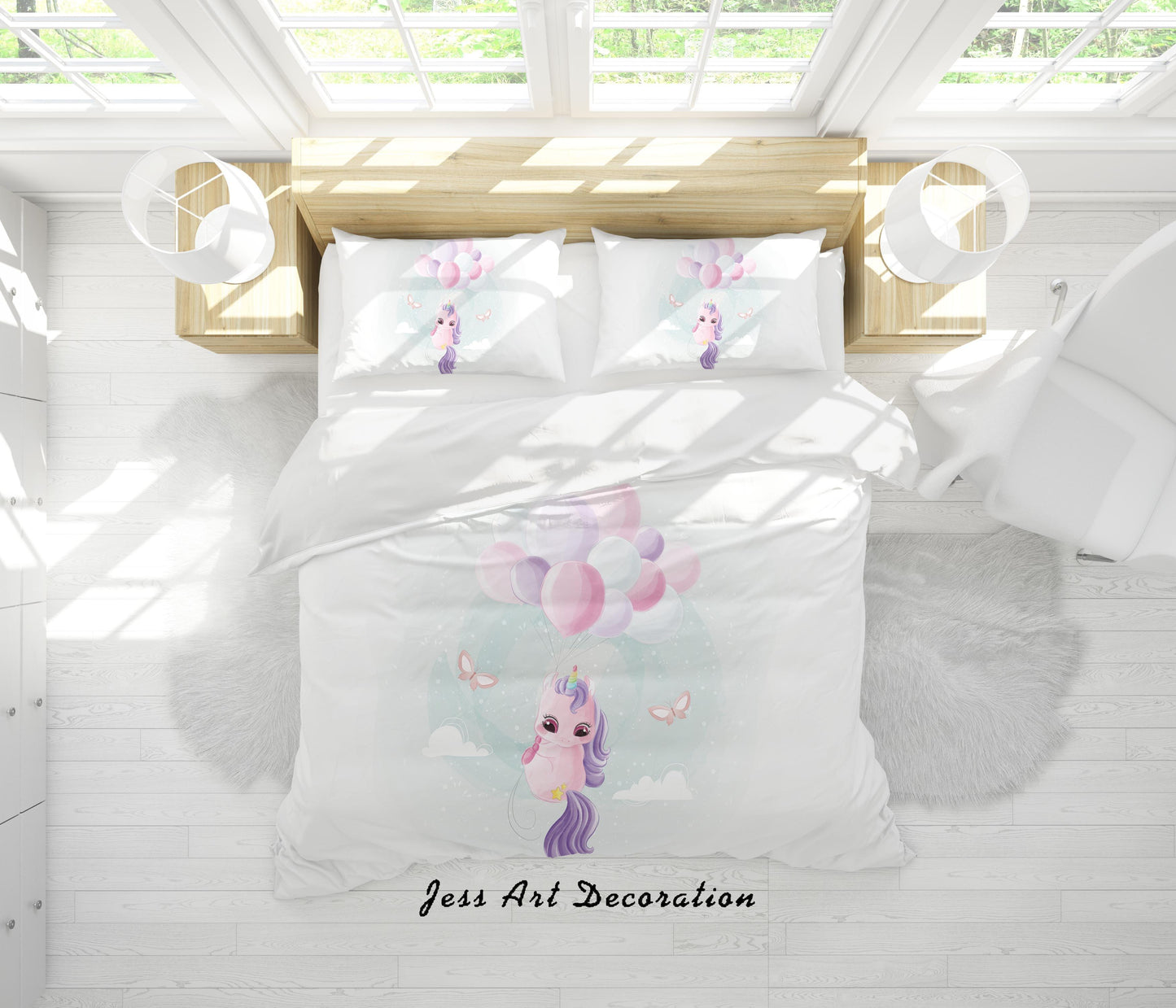 3D Butterfly Balloon Unicorn Quilt Cover Set Bedding Set Duvet Cover Pillowcases SF146