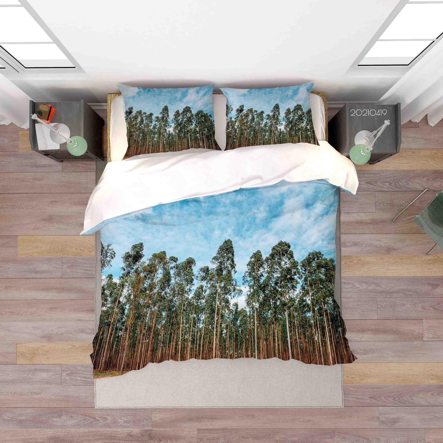 3D Blue Sky Green Forest Landscape Quilt Cover Set Bedding Set Duvet Cover Pillowcases 220