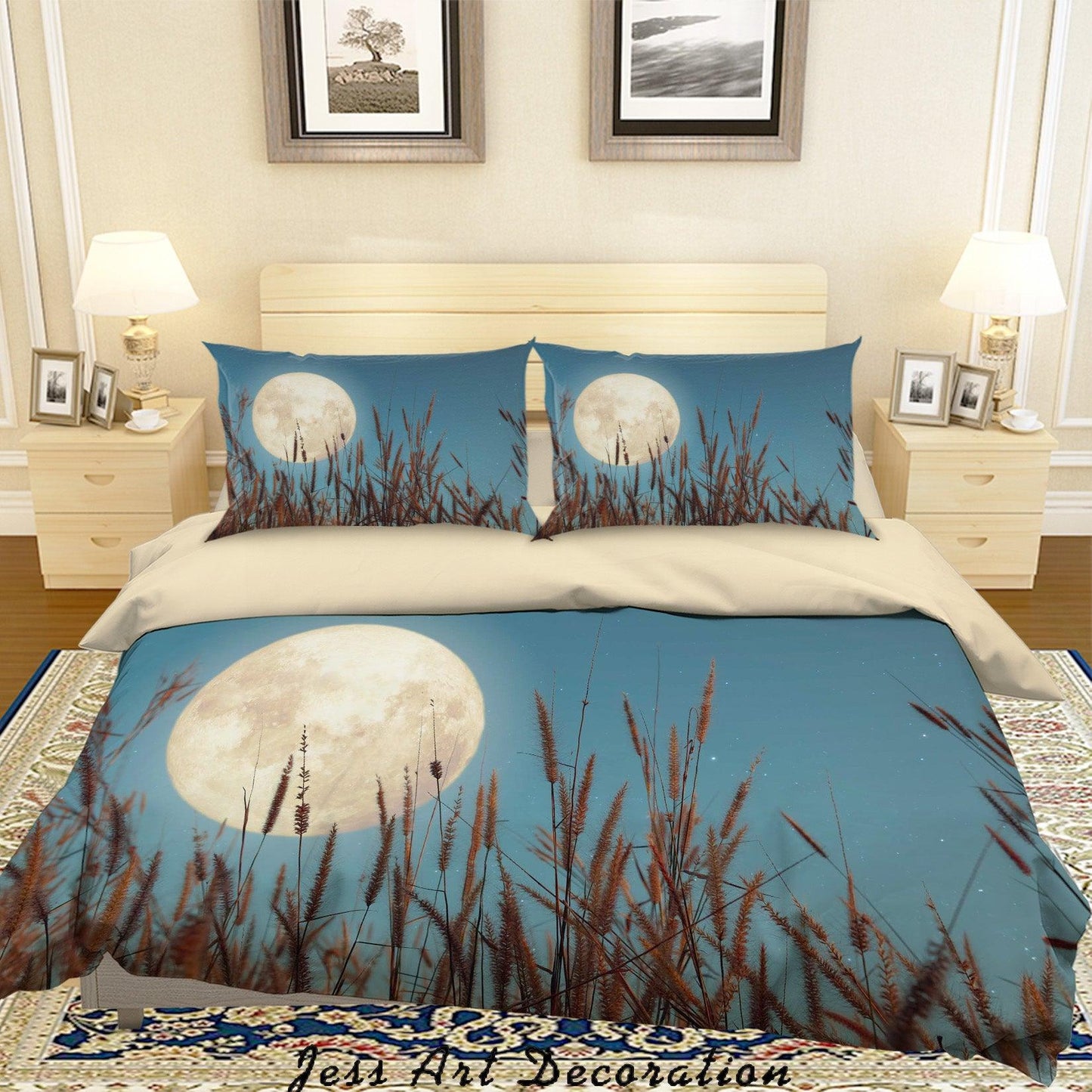 3D Blue Moon Setaria Viridis Quilt Cover Set Bedding Set Duvet Cover Pillowcases SF42