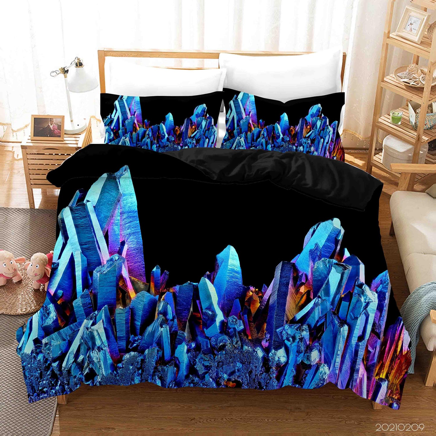 3D Blue Crystal Texture Quilt Cover Set Bedding Set Duvet Cover Pillowcases 260