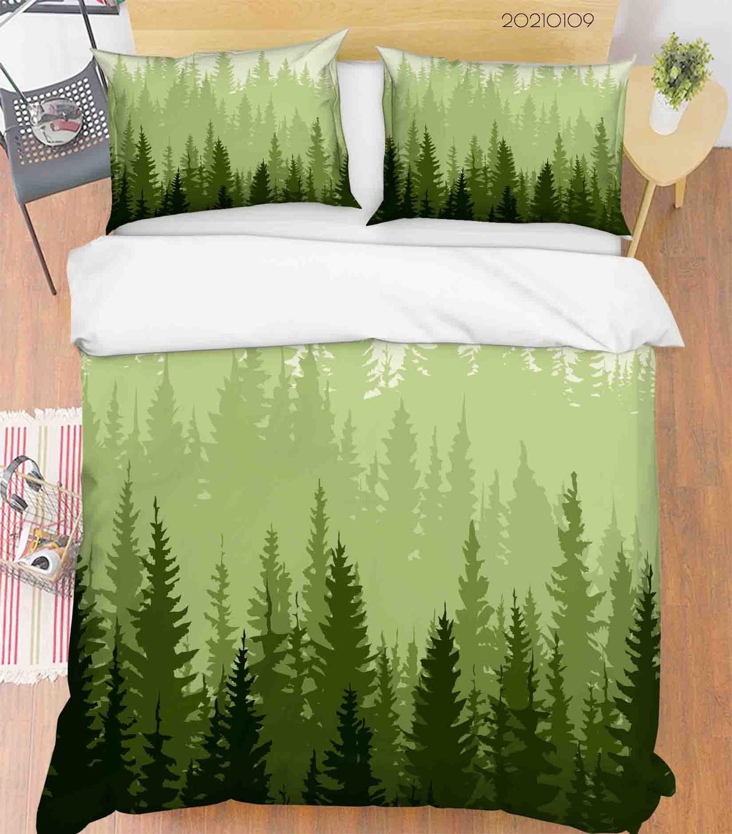 3D Cartoon Green Pine Forest Quilt Cover Set Bedding Set Duvet Cover Pillowcases 18 LQH
