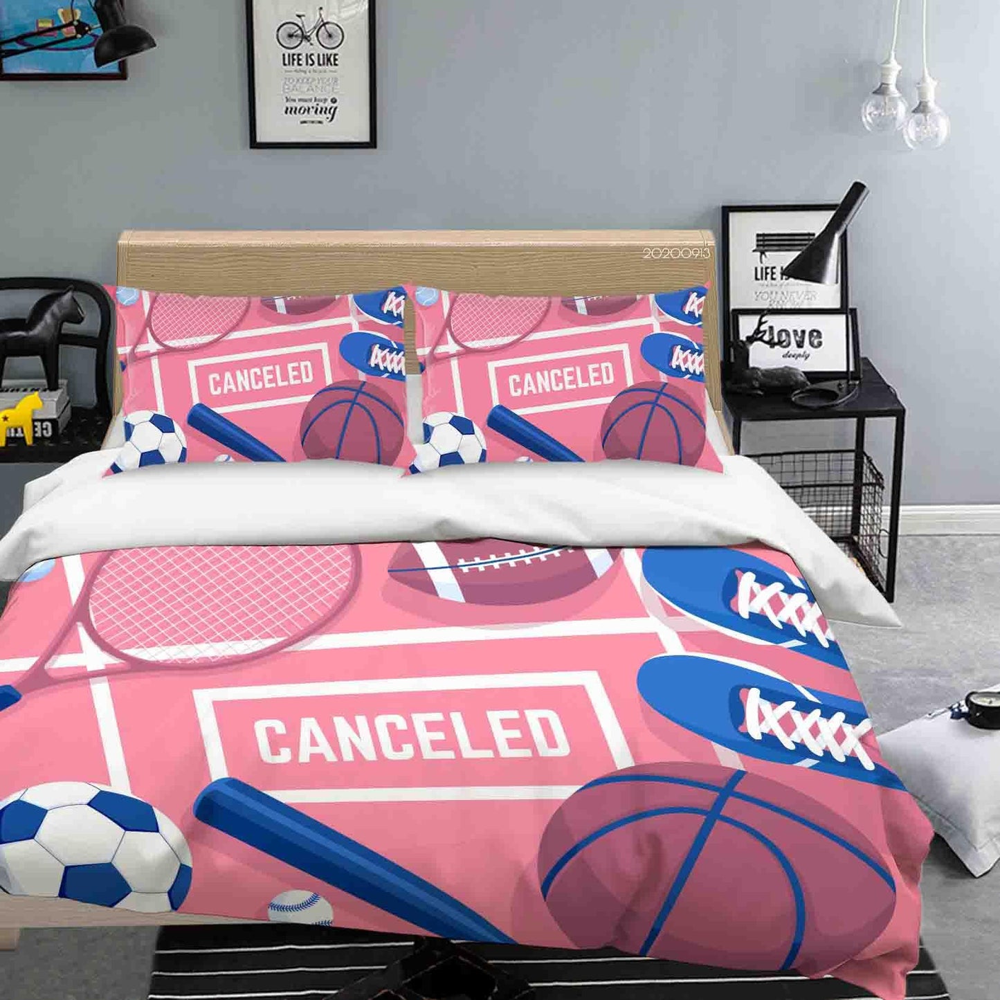 3D Cancelled Sporting Events Football Quilt Cover Set Bedding Set Duvet Cover Pillowcases WJ 1816