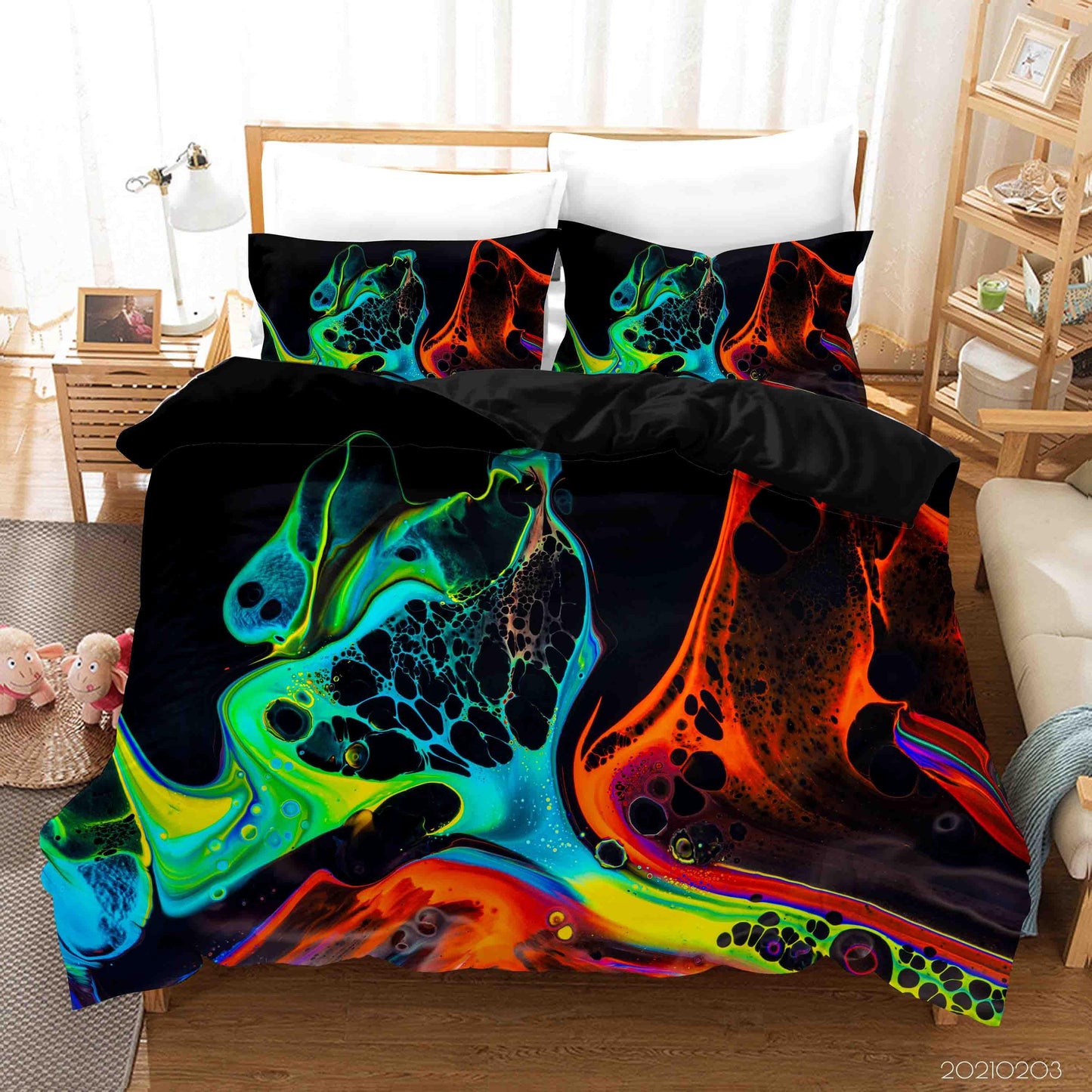3D Abstract Green Orange Marble Texture Quilt Cover Set Bedding Set Duvet Cover Pillowcases 5