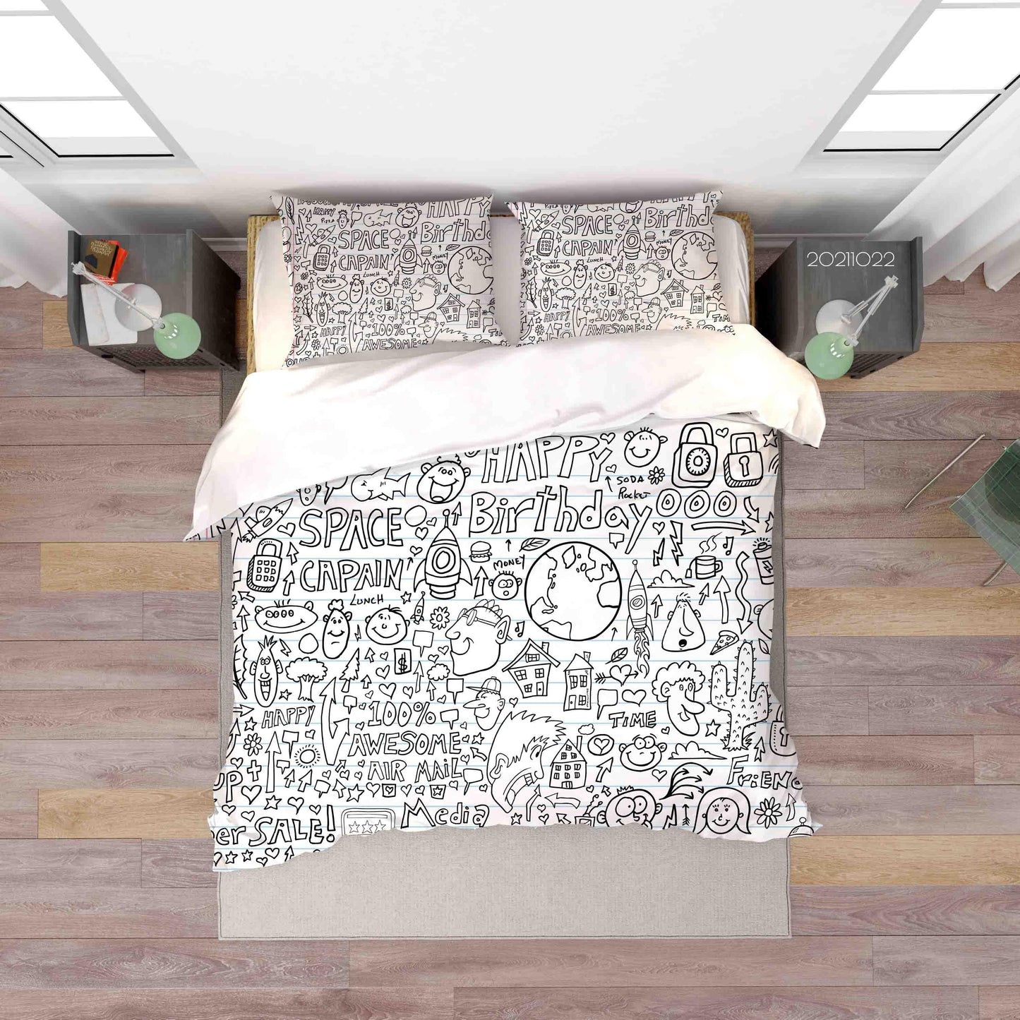 3D Cartoon Illustration Doodle Quilt Cover Set Bedding Set Duvet Cover Pillowcases 70