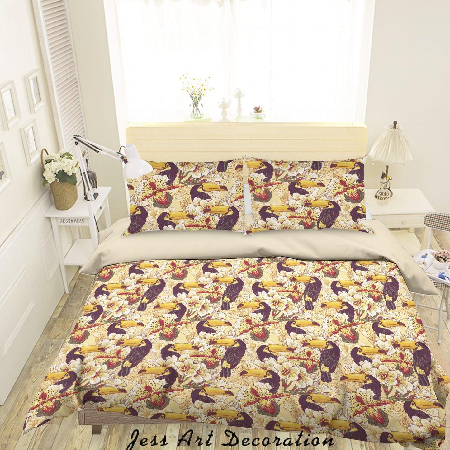 3D Cartoon Animal Floral Bird Pattern Quilt Cover Set Bedding Set Duvet Cover Pillowcases WJ 6418