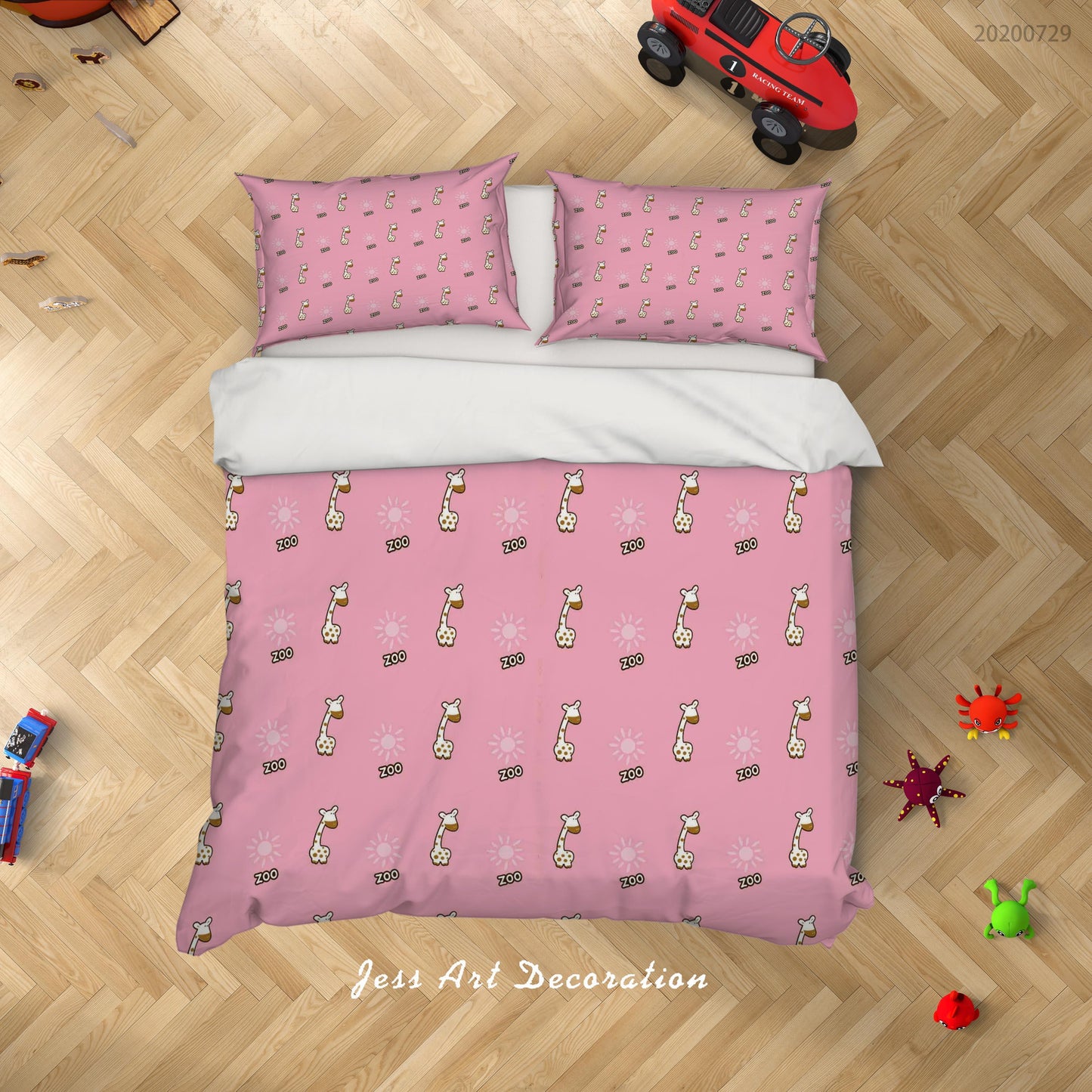 3D Cartoon Pink Giraffe Quilt Cover Set Bedding Set Duvet Cover Pillowcases LXL 134