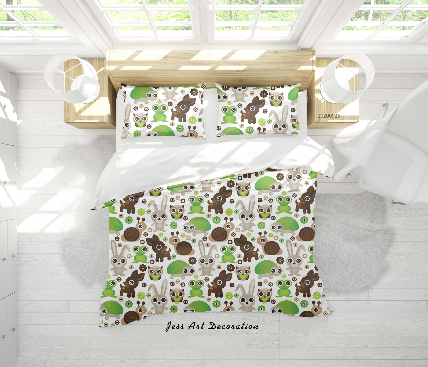 3D Cartoon Animal Deer Turtle Pattern Quilt Cover Set Bedding Set Duvet Cover Pillowcases WJ 6469