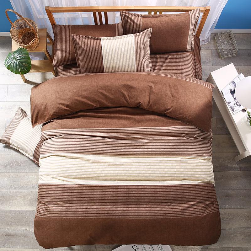 3D Brown Stripe Quilt Cover Set Bedding Set Pillowcases 38