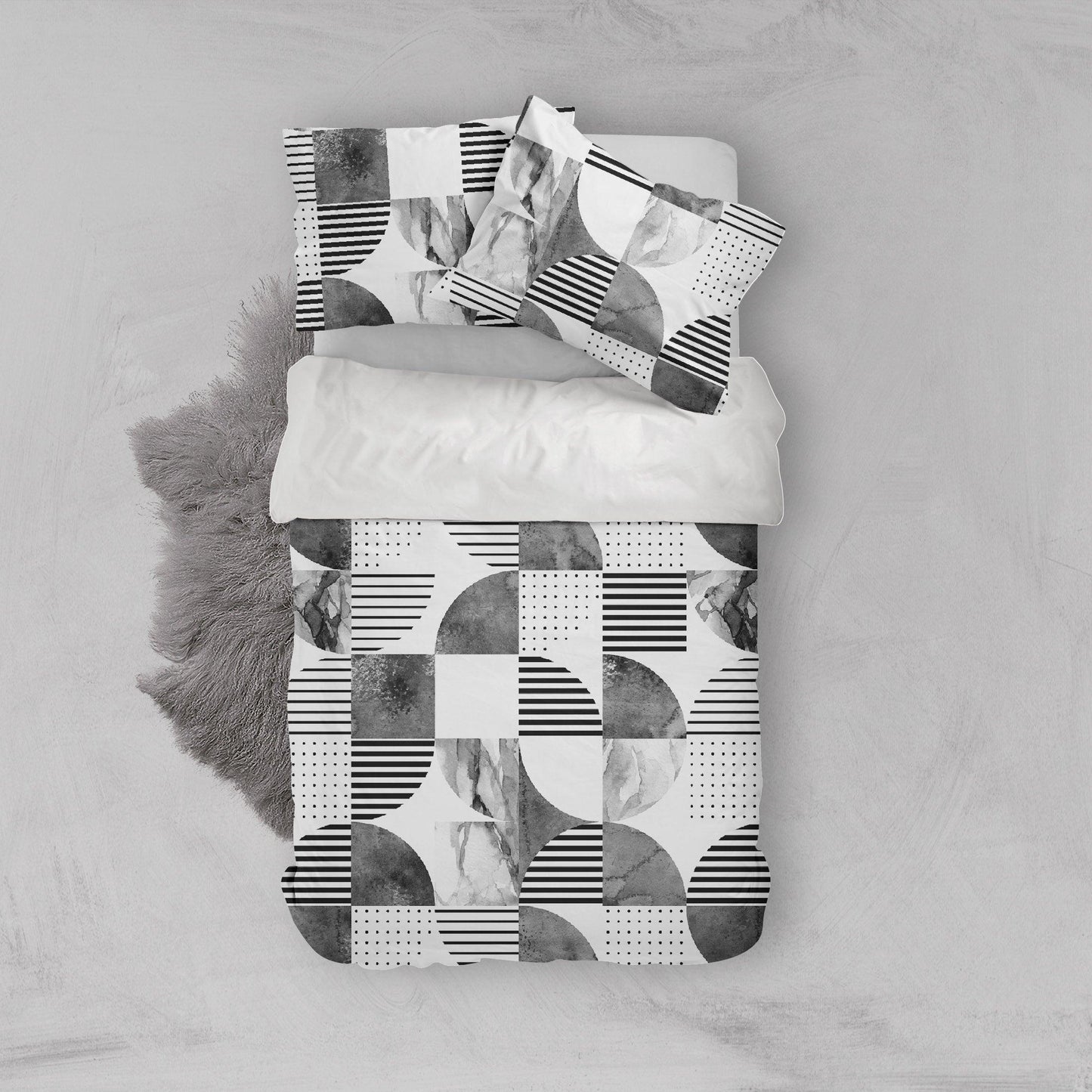 3D Black White Geometry Pattern Quilt Cover Set Bedding Set Pillowcases 134