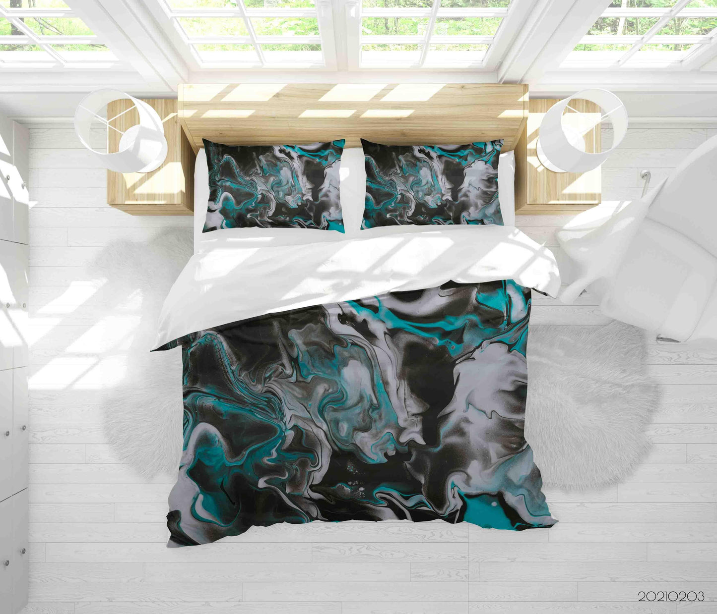 3D Abstract Green Marble Texture Quilt Cover Set Bedding Set Duvet Cover Pillowcases 72