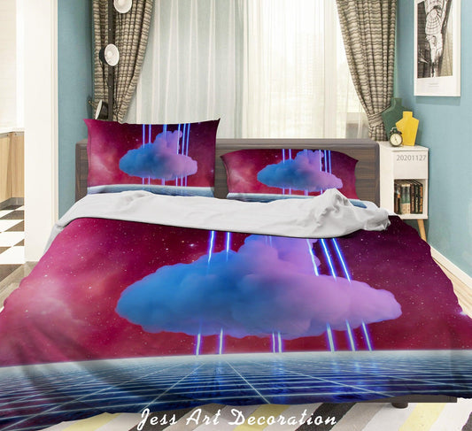 3D Abstract Digital Space Cloud Quilt Cover Set Bedding Set Duvet Cover Pillowcases LXL