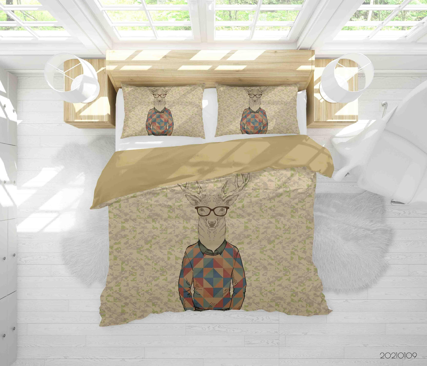 3D Cartoon Animal Elk Quilt Cover Set Bedding Set Duvet Cover Pillowcases 65 LQH