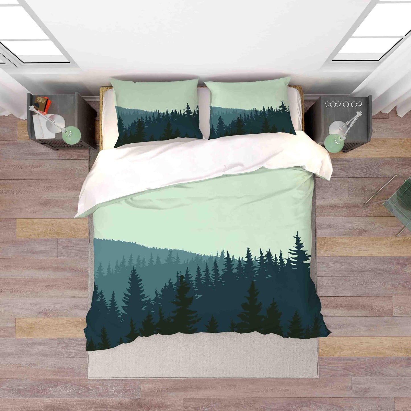 3D Cartoon Green Forest Quilt Cover Set Bedding Set Duvet Cover Pillowcases 12 LQH