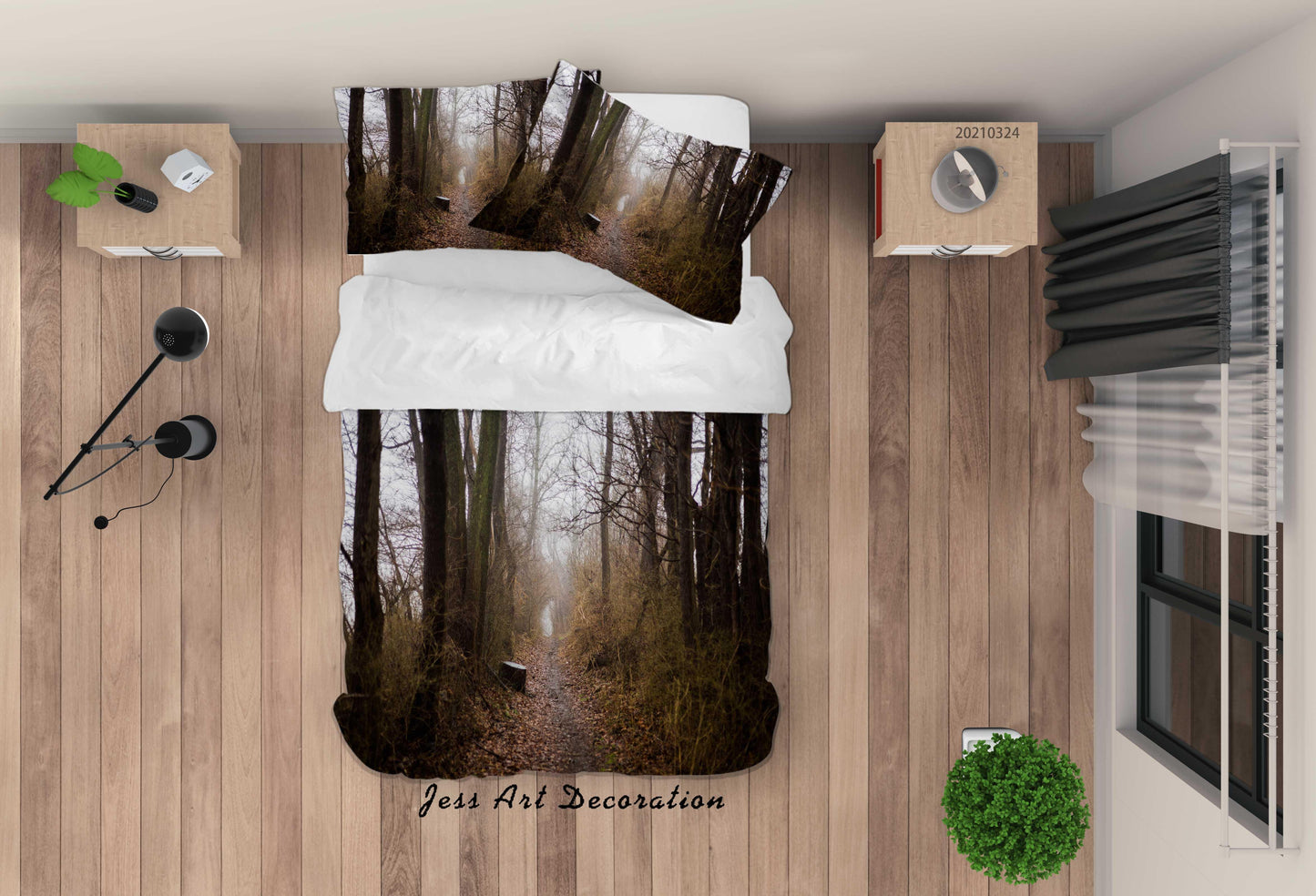 3D Autumn Forest Landscape Quilt Cover Set Bedding Set Duvet Cover Pillowcases 100 LQH