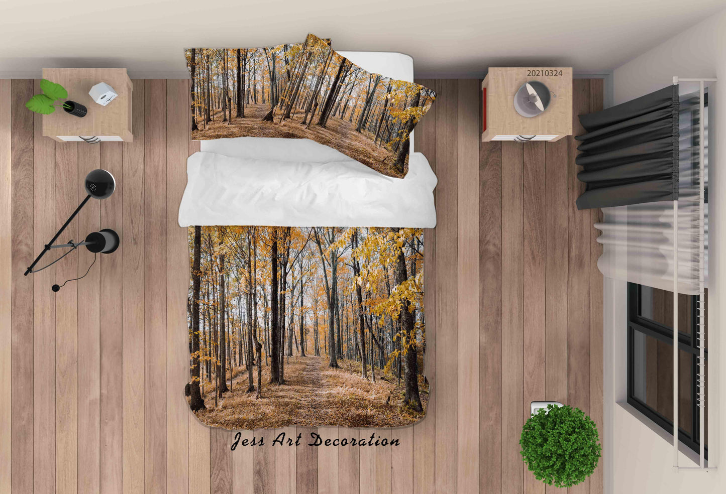 3D Autumn Forest Nature Landscape Quilt Cover Set Bedding Set Duvet Cover Pillowcases 95 LQH