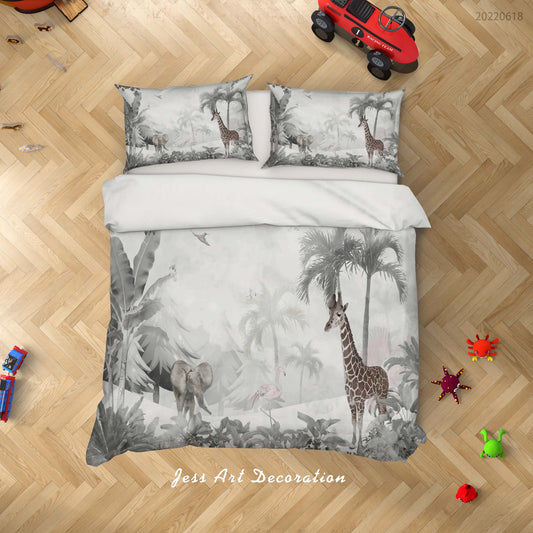 3D Animal Tree Giraffe Elephant Quilt Cover Set Bedding Set Duvet Cover Pillowcase 632
