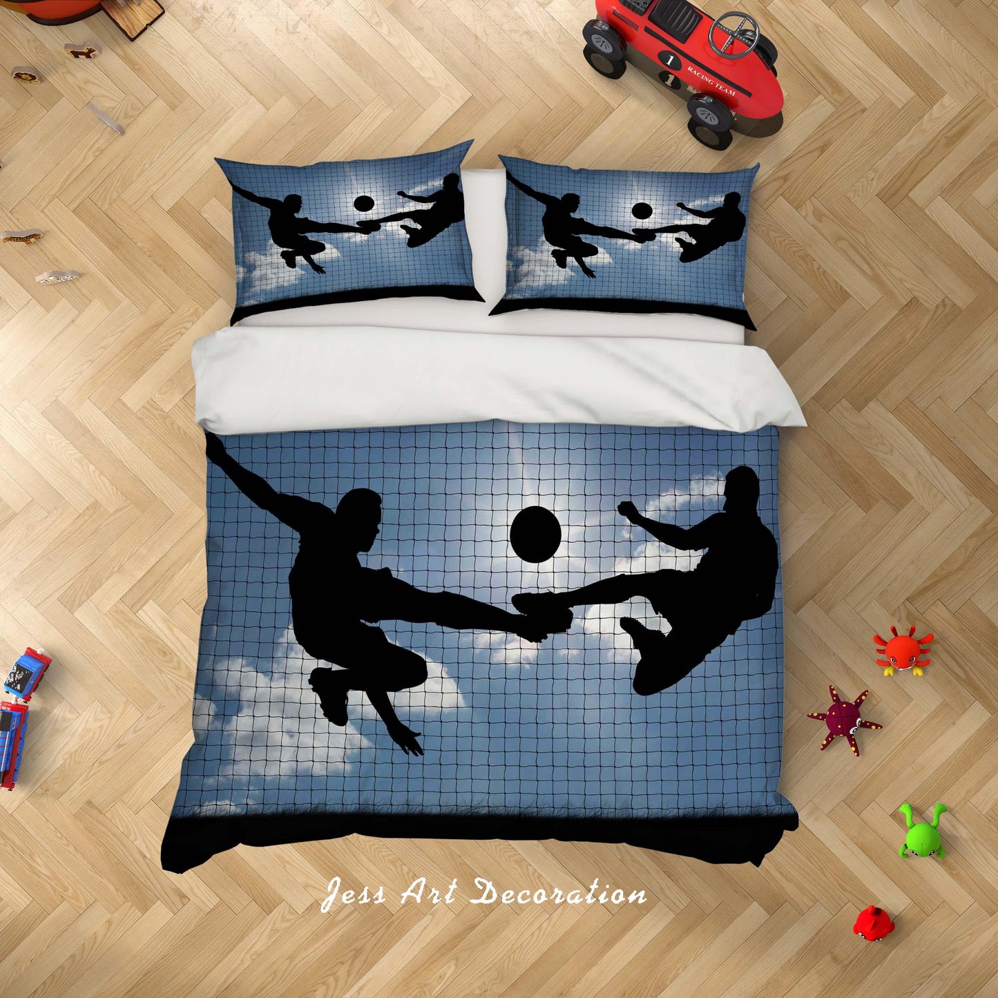 3D Blue Sky Football Match Quilt Cover Set Bedding Set Duvet Cover Pillowcases A042 LQH
