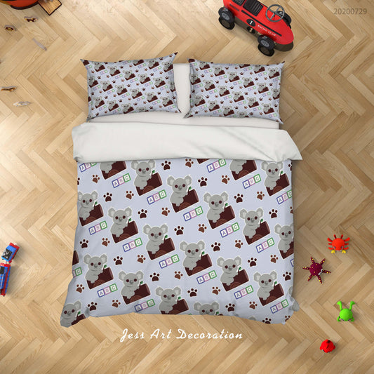 3D Cartoon Paw Raccoon Quilt Cover Set Bedding Set Duvet Cover Pillowcases LXL 135