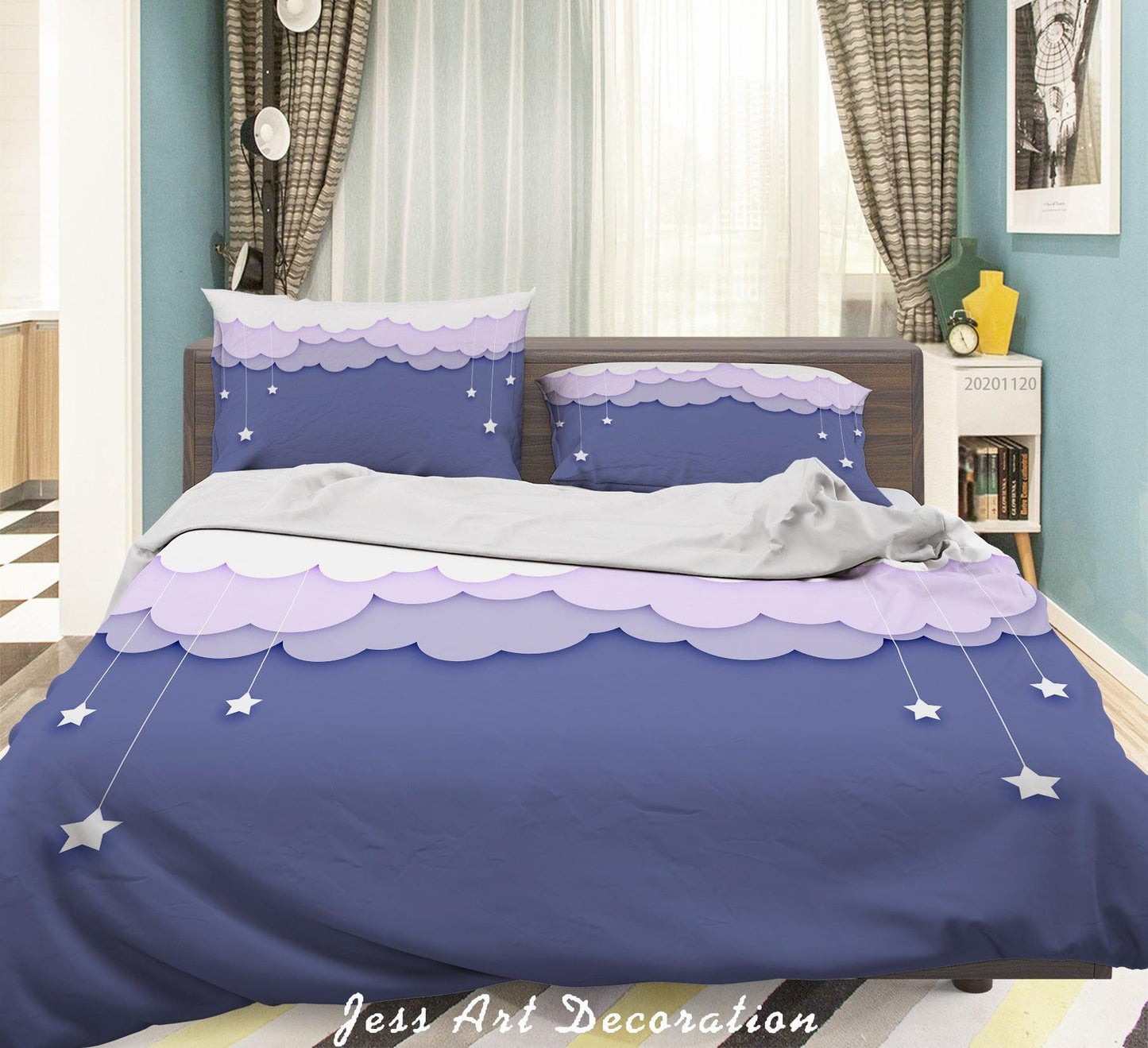 3D Abstract Sky Cloud Star Quilt Cover Set Bedding Set Duvet Cover Pillowcases LXL
