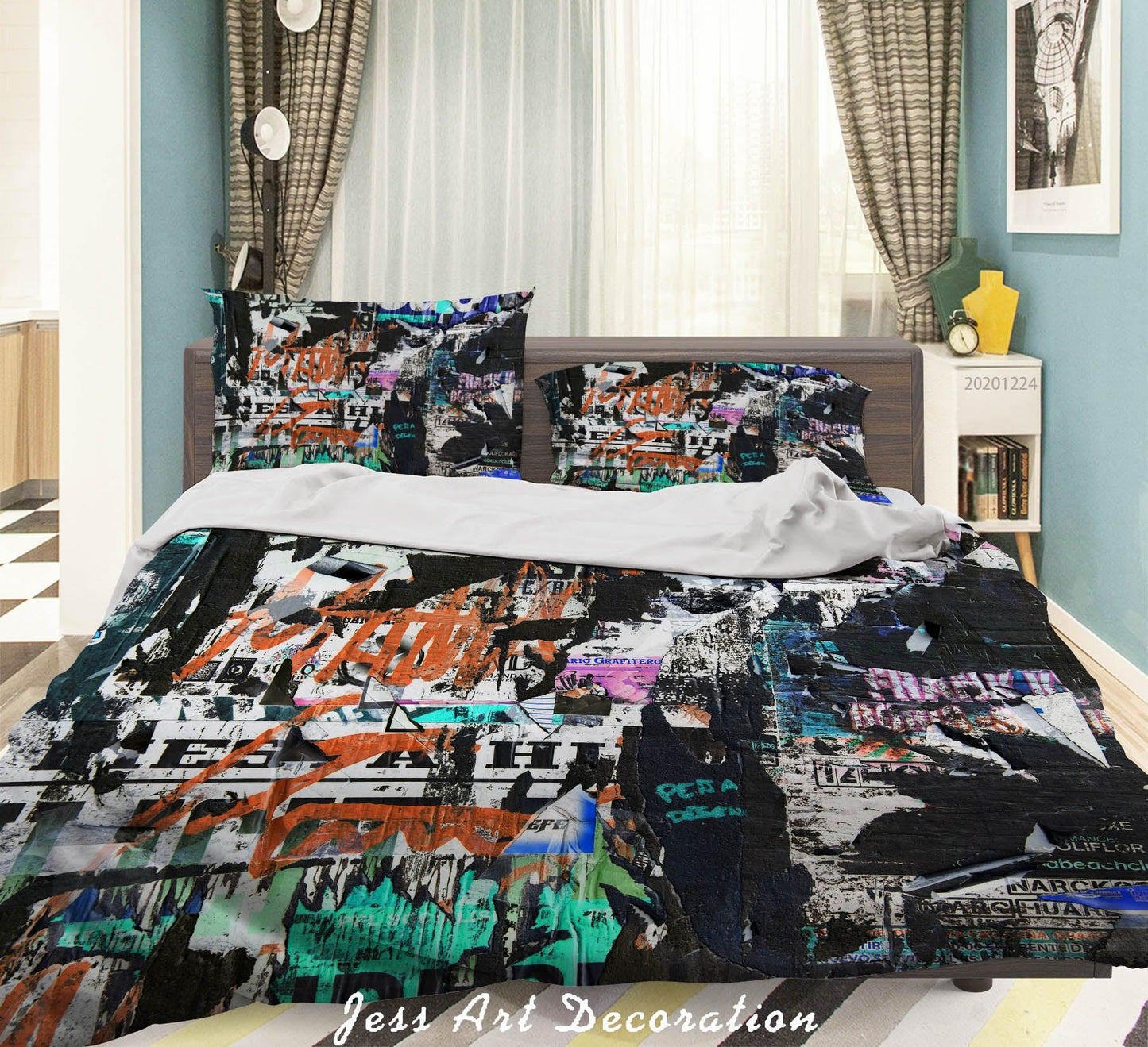 3D Abstract Graffiti Pattern Quilt Cover Set Bedding Set Duvet Cover Pillowcases 160 LQH