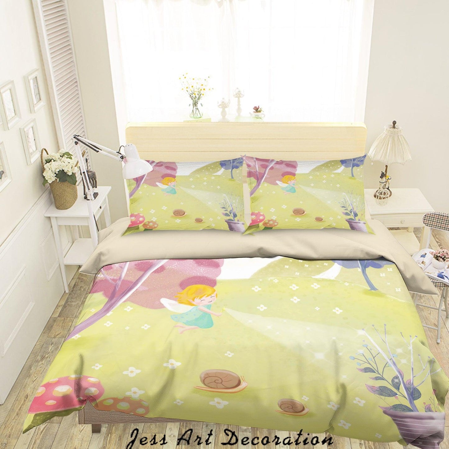 3D Cartoon Angel Girl Lawn Mushroom Quilt Cover Set Bedding Set Duvet Cover Pillowcases A601 LQH