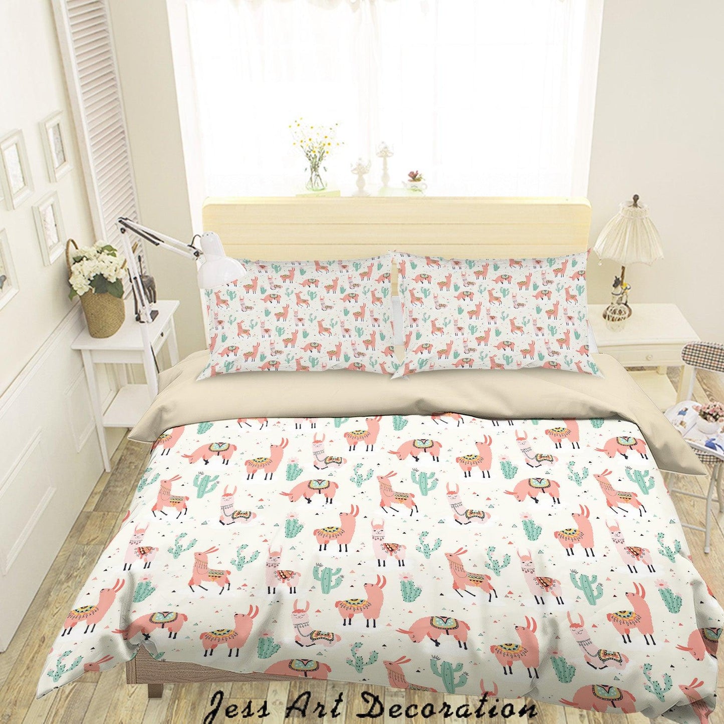 3D Alpaca Cactus Triangle Quilt Cover Set Bedding Set Duvet Cover Pillowcases SF117