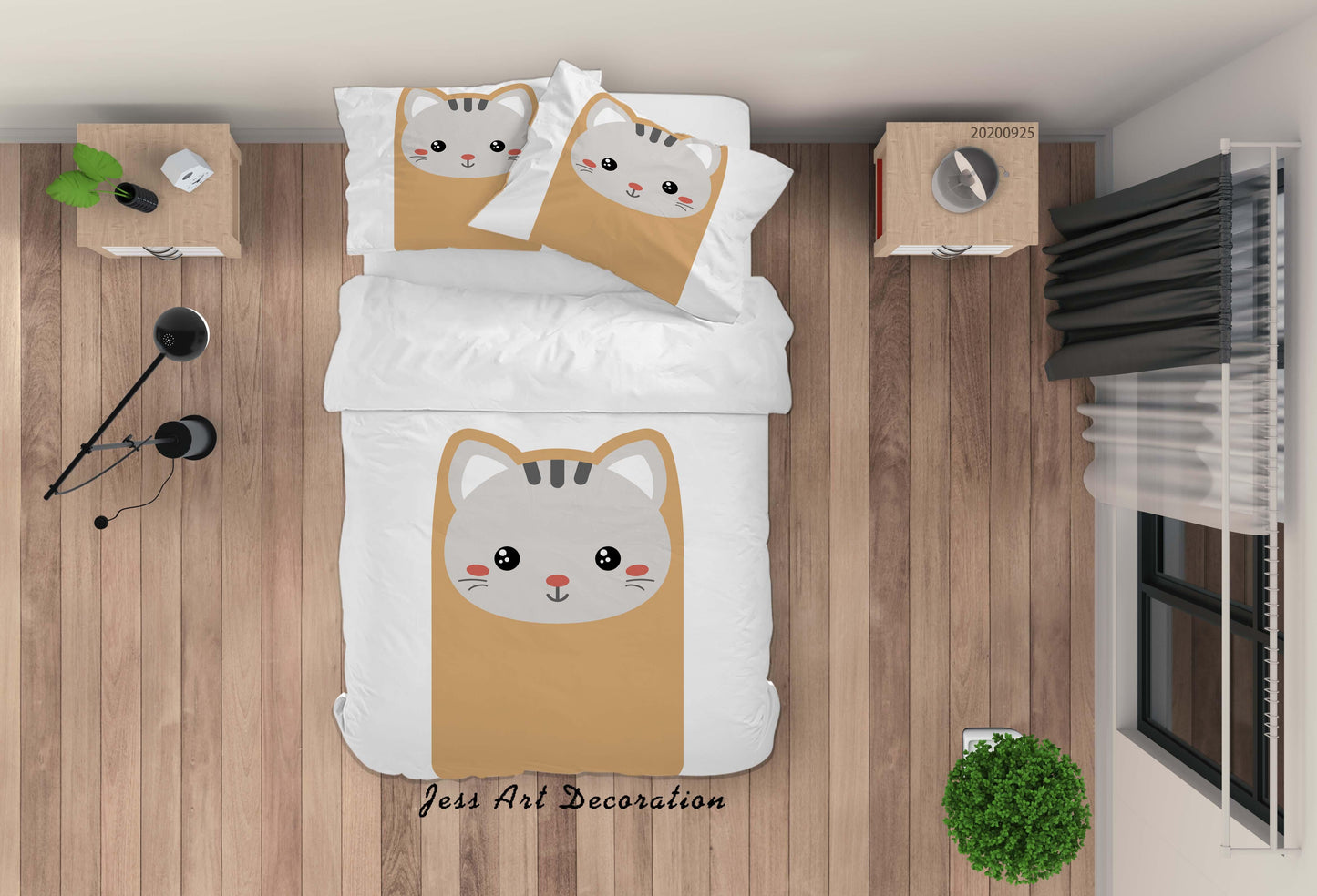 3D Cartoon Animal Cat Pattern Quilt Cover Set Bedding Set Duvet Cover Pillowcases WJ 6477