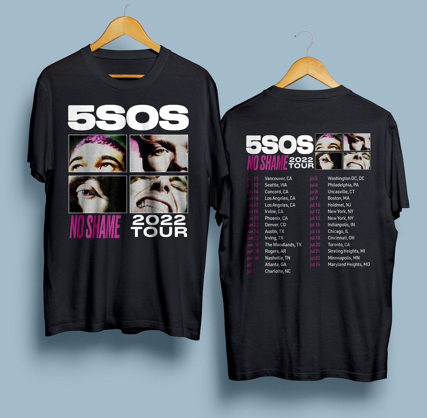 5SOS Shirt, Vintage 5 Seconds Of Summer Inspried, 5SOS NoShame 2022 Tour Shirt