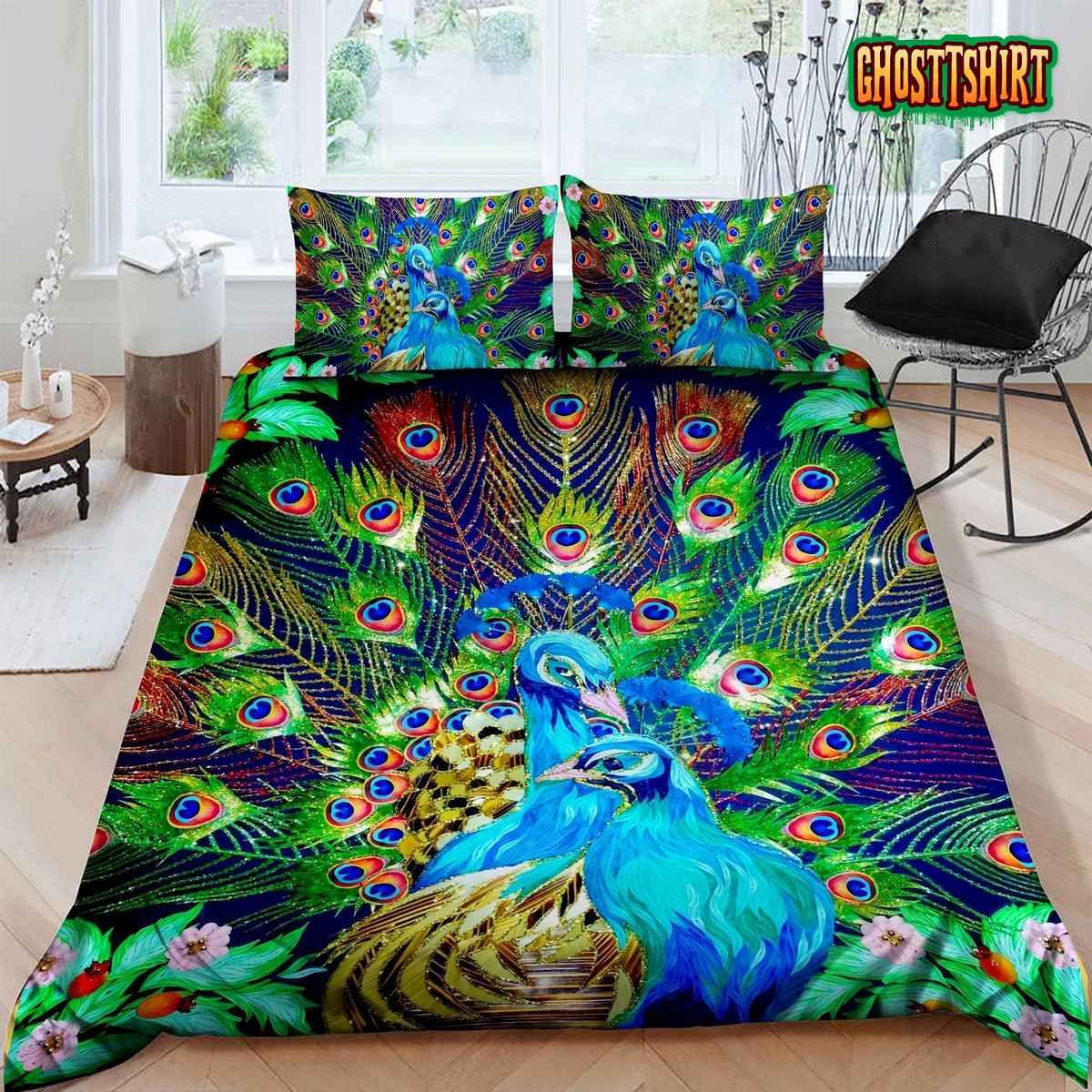 3D Beautiful Peacock Bed Sheets Duvet Cover Bedding Set