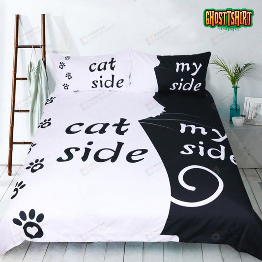 3D Black and White Cat D04 Duvet Cover Bedding Set