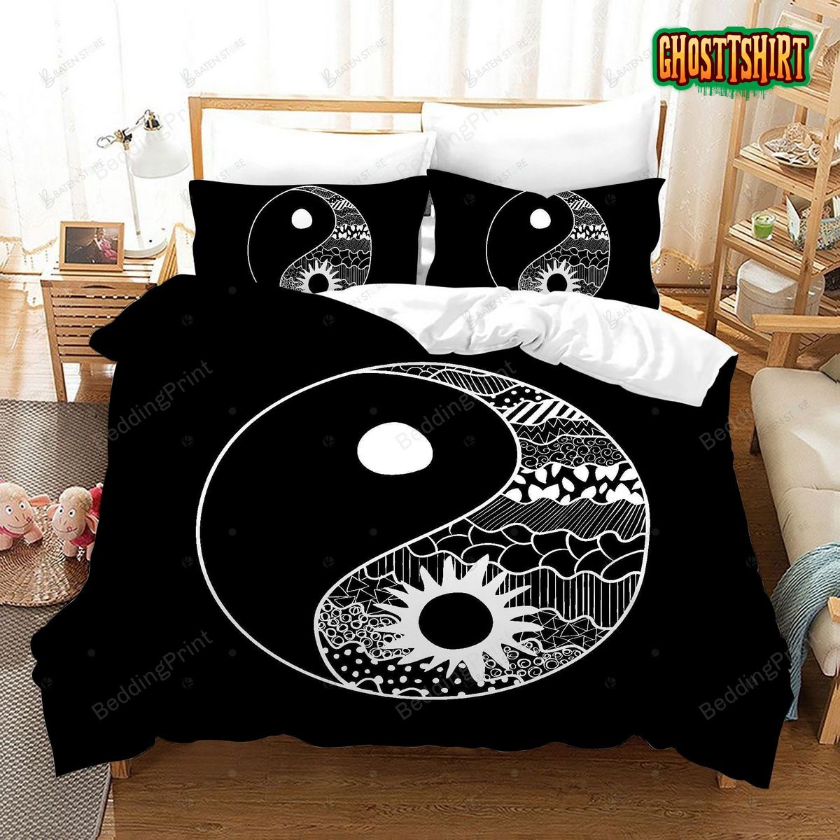 3D Black White Tai Chi Eight Diagrams Bed Sheets Duvet Cover Bedding Set